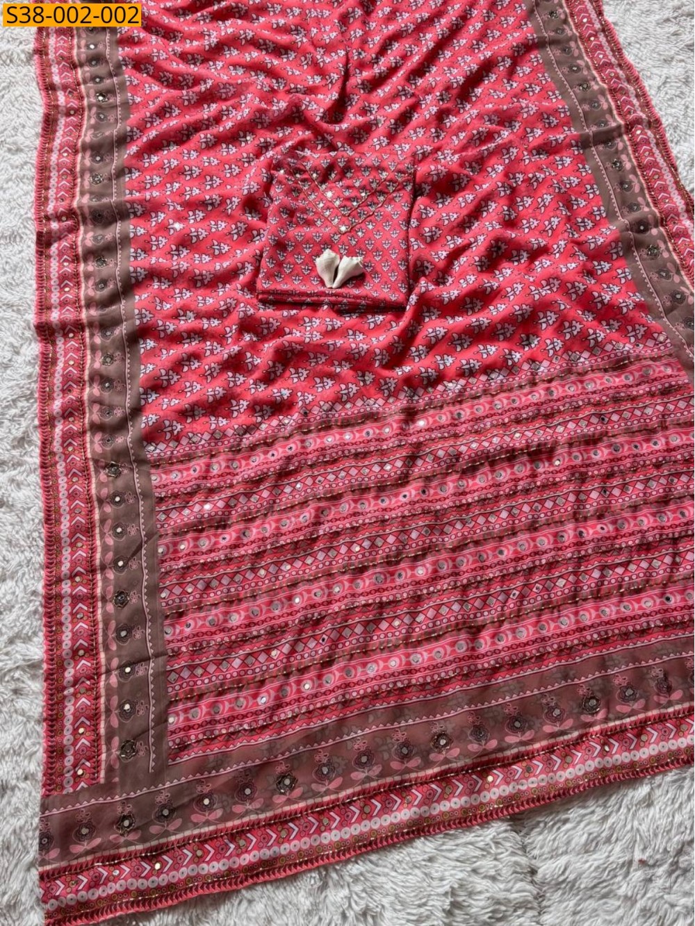 Pink Fancy Chinnon Saree Pink Fancy Chinnon Saree
