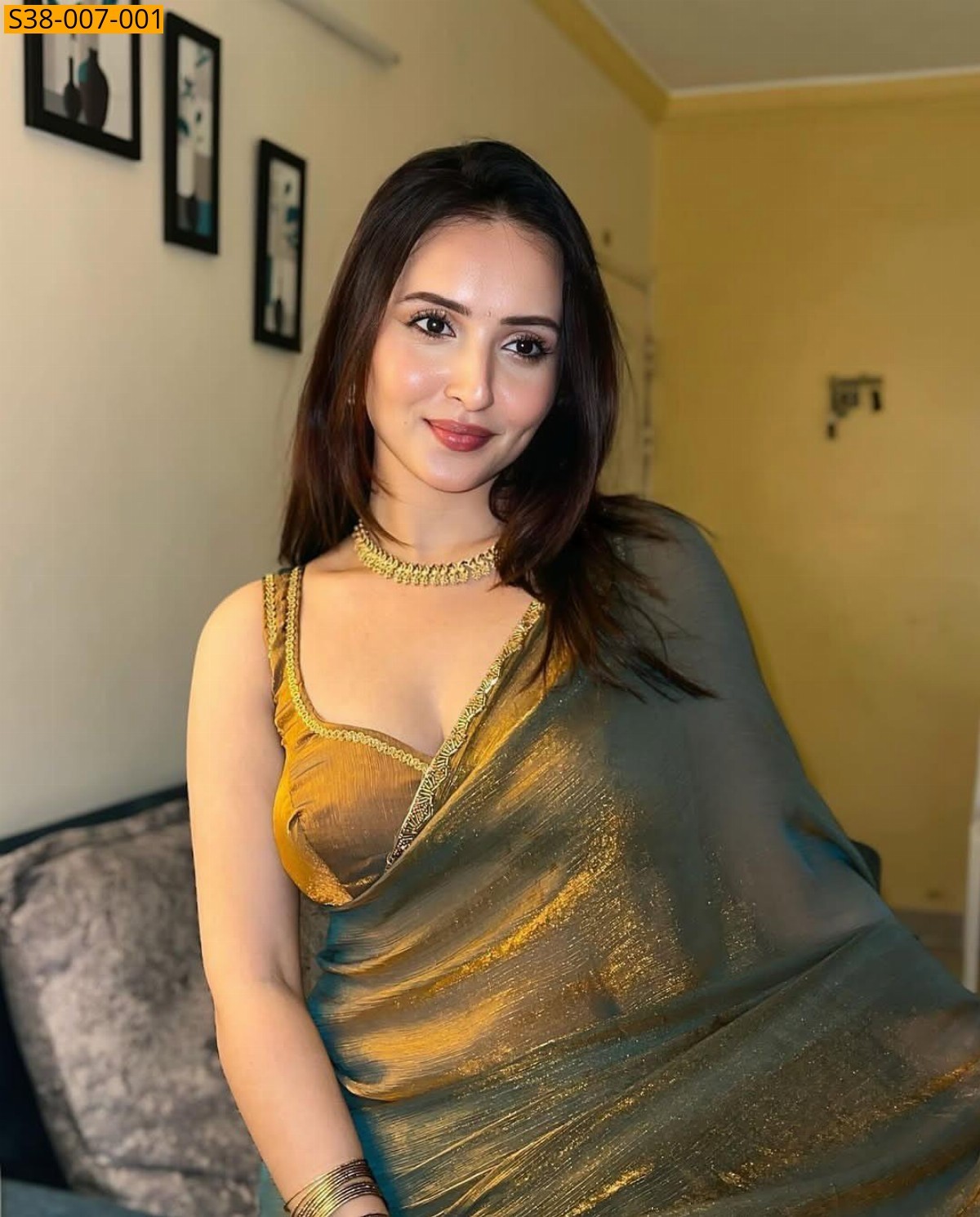 Copper Fancy Twill Net Saree
