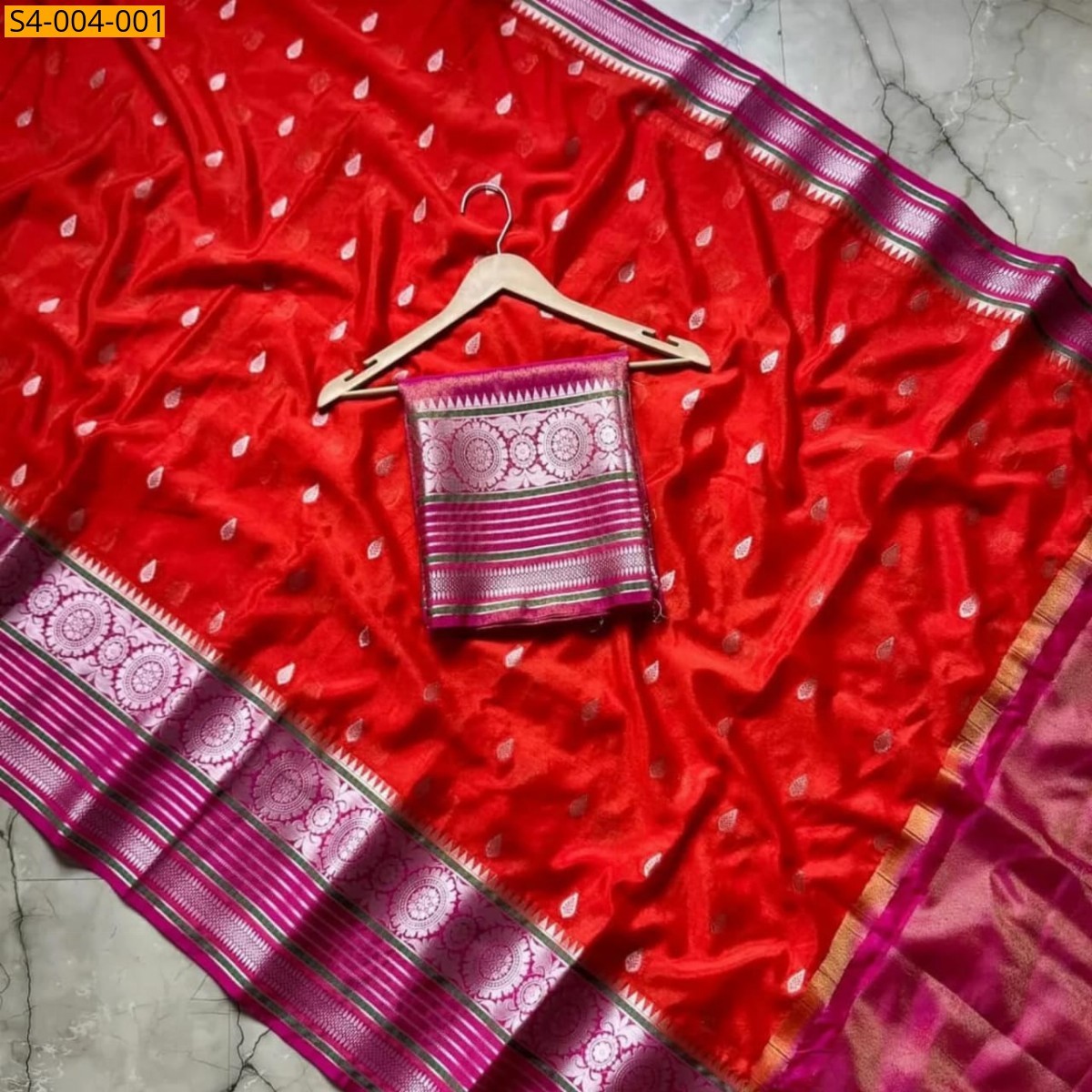 Red Fancy Banarasi Soft Warm Silk Saree