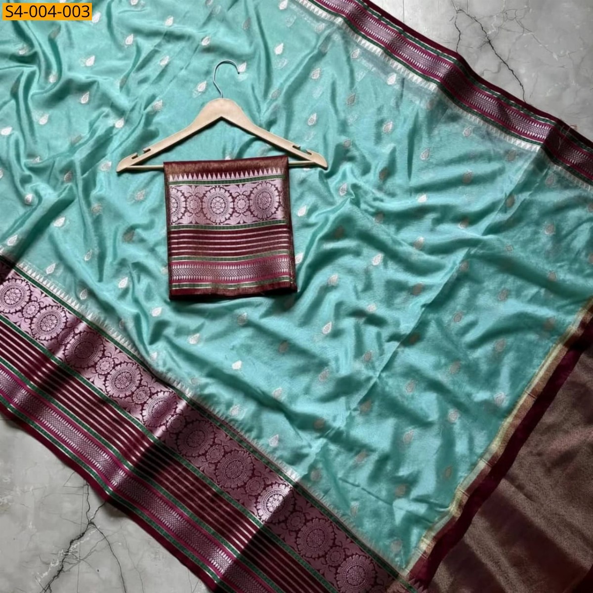 Sky blue Fancy Banarasi Soft Warm Silk Saree