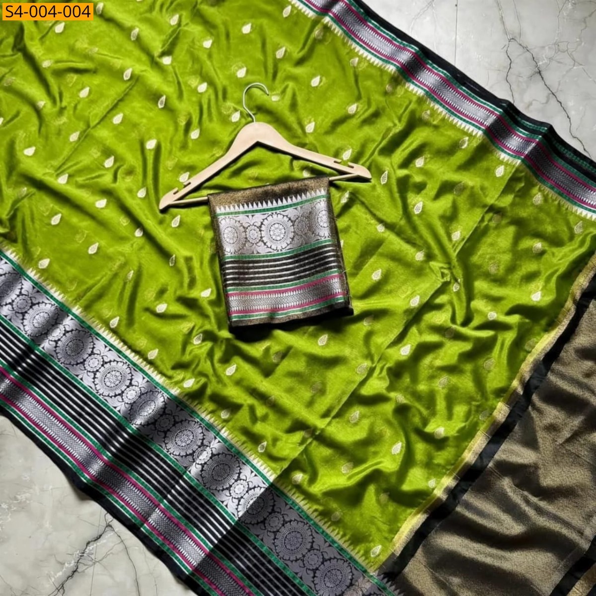Green Fancy Banarasi Soft Warm Silk Saree