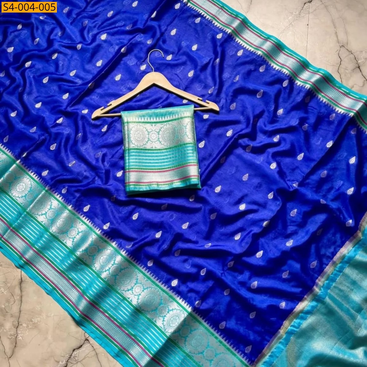 Royal blue Fancy Banarasi Soft Warm Silk Saree