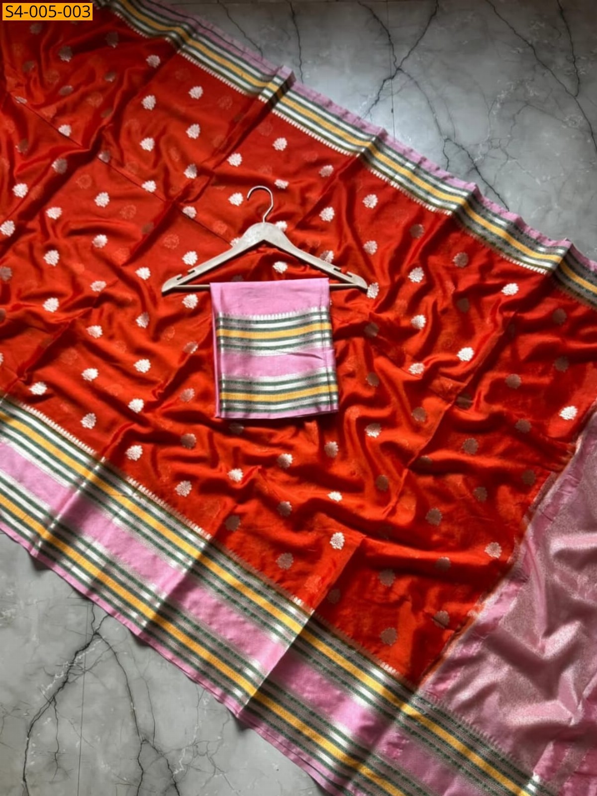 Orange Fancy  Banarasi Soft Warm Silk Saree