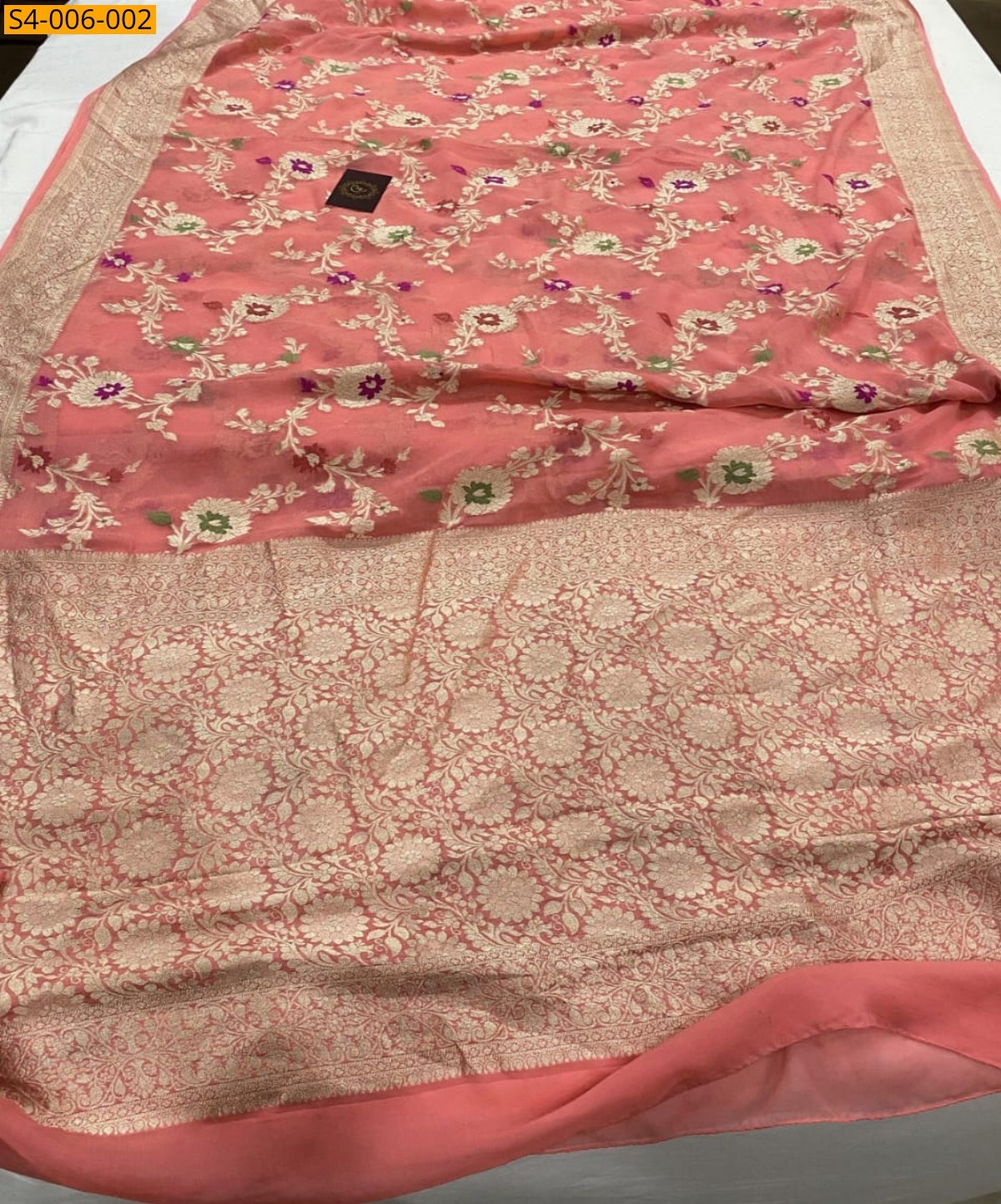 Orange Fancy Banarasi Semi Georgette Saree