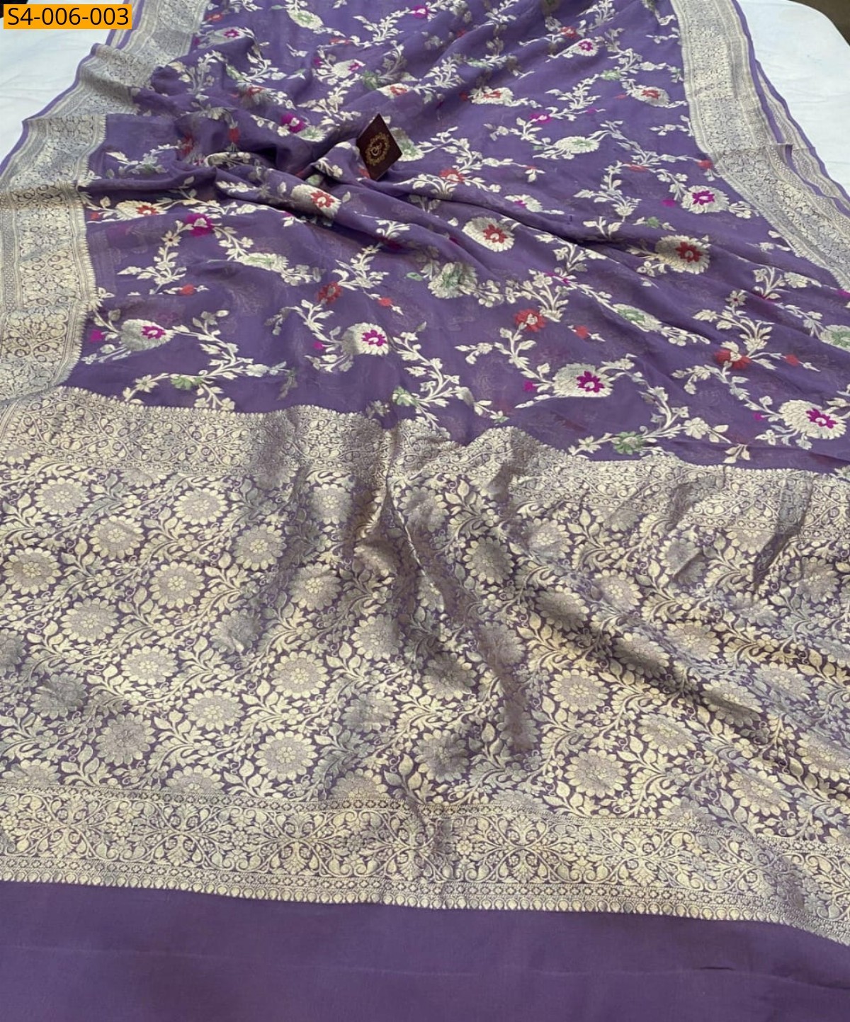 Purple Fancy Banarasi Semi Georgette Saree