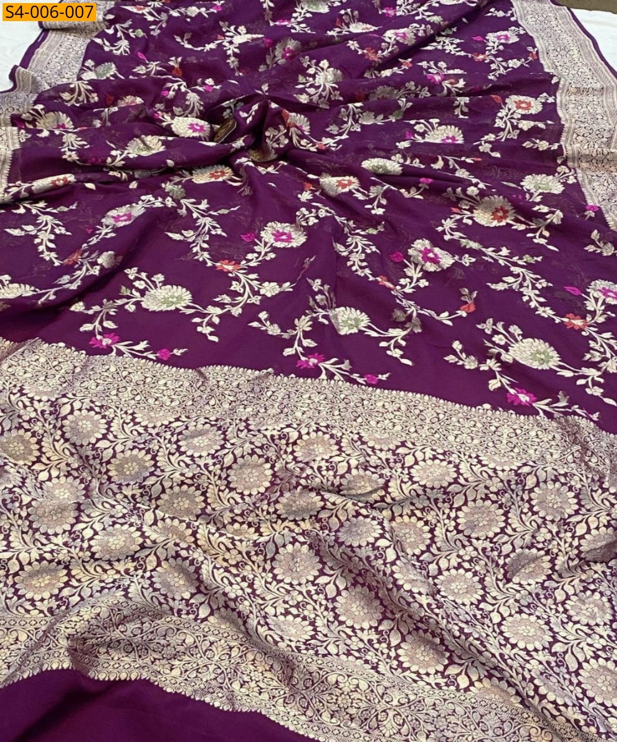 Violet Fancy Banarasi Semi Georgette Saree