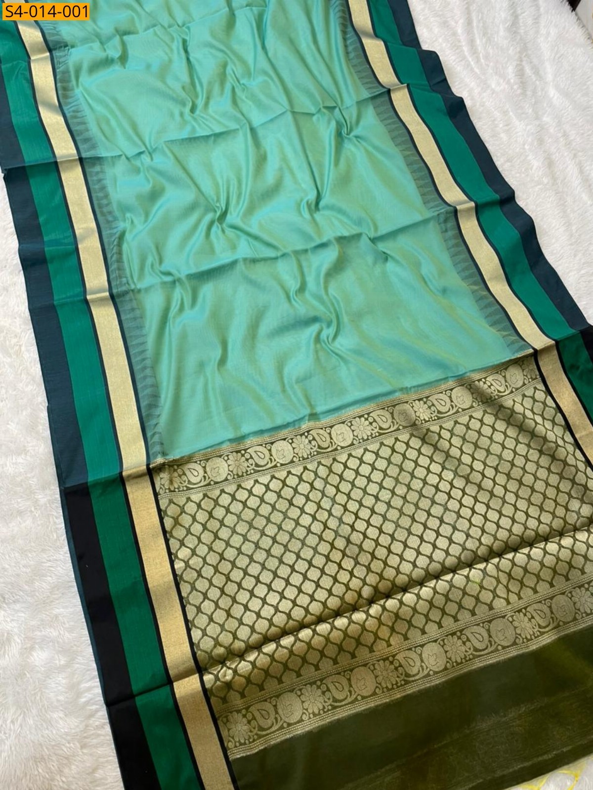 Green Fancy Cotton Silk  Saree