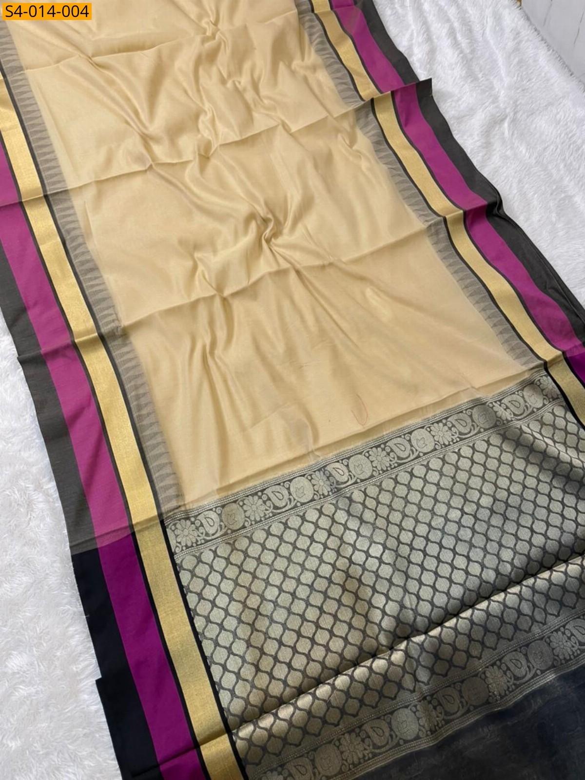 Sandal Fancy Cotton Silk  Saree