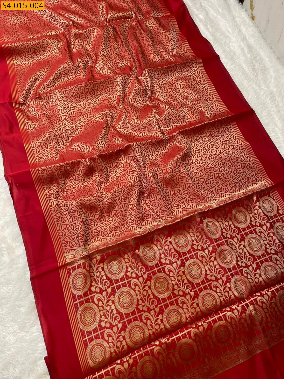 Red Fancy Kanchi Kattan Silk Saree