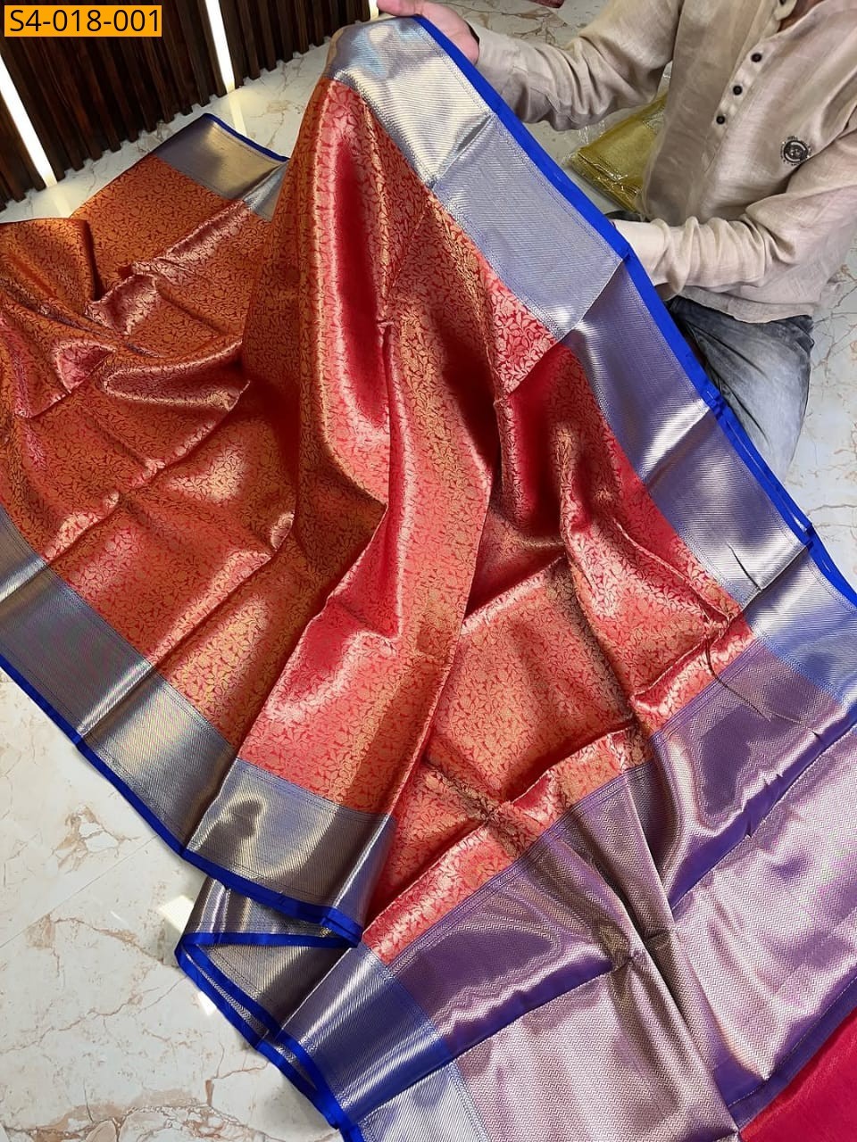 Red Fancy Banarasi Soft Kanchi Kattan Silk  Saree