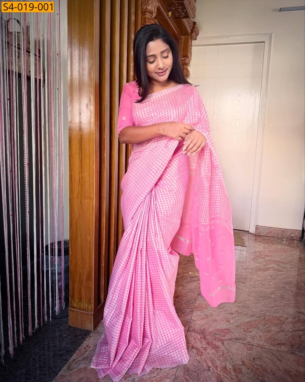 Pink Fancy Banarasi Soft  Cotton Tissue Saree