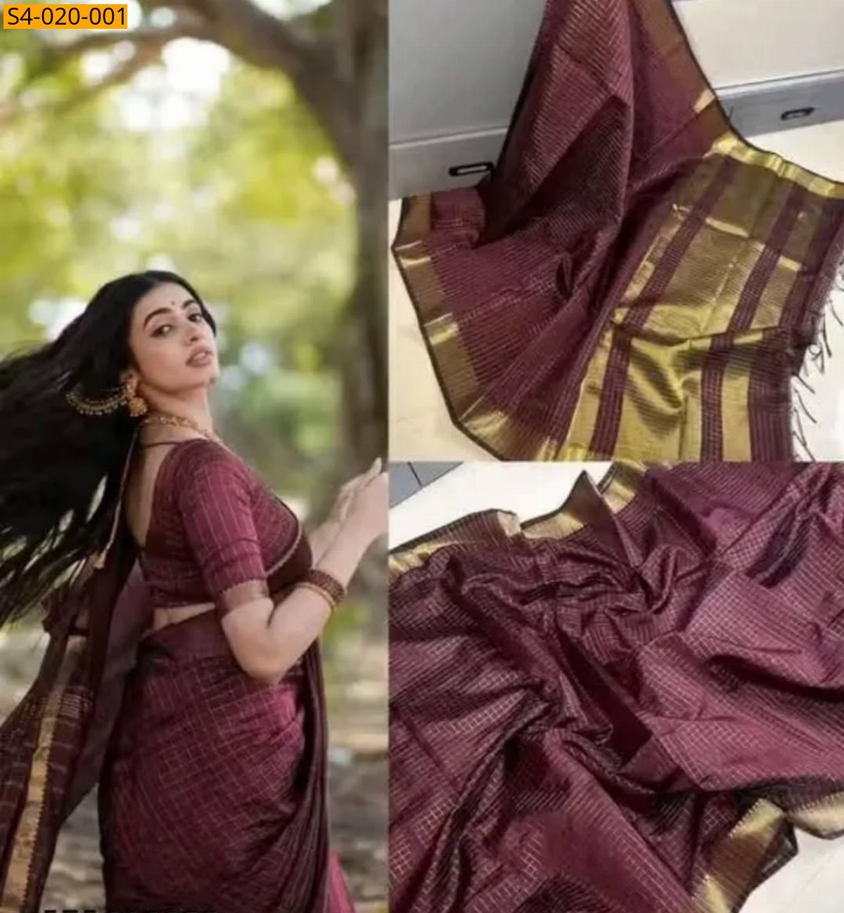 Maroon Fancy Banarasi Kanchi Kattan Silk Saree