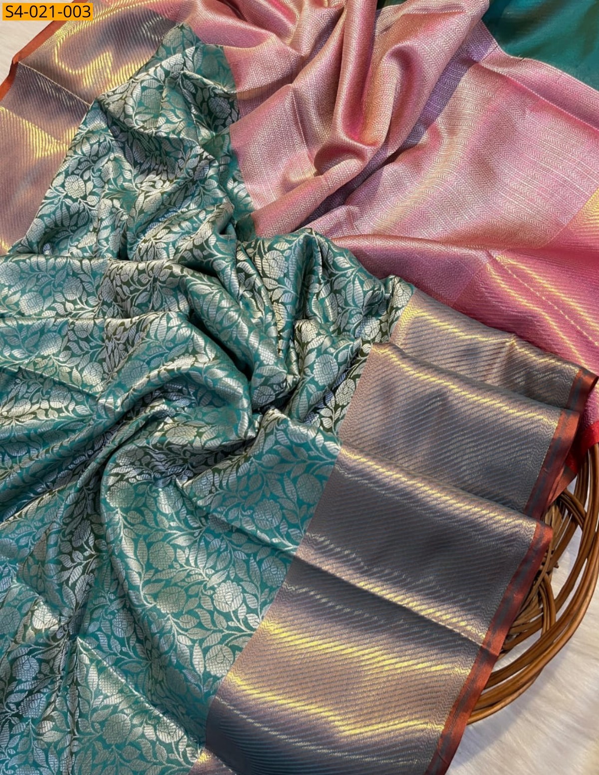Green Fancy Kanchi Kattan Silk Saree