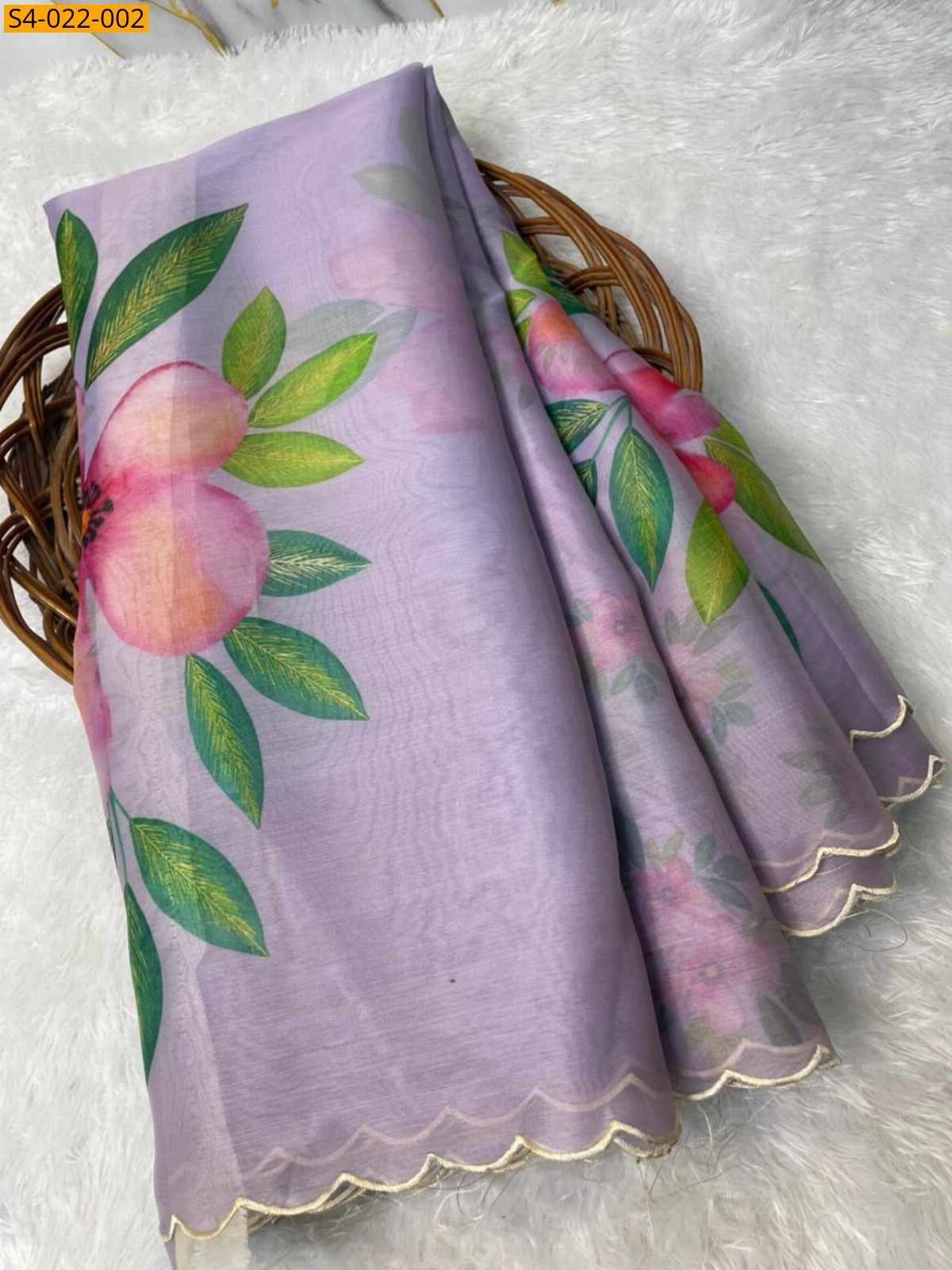 Lavender Fancy Banarasi Soft Organza Silk Saree