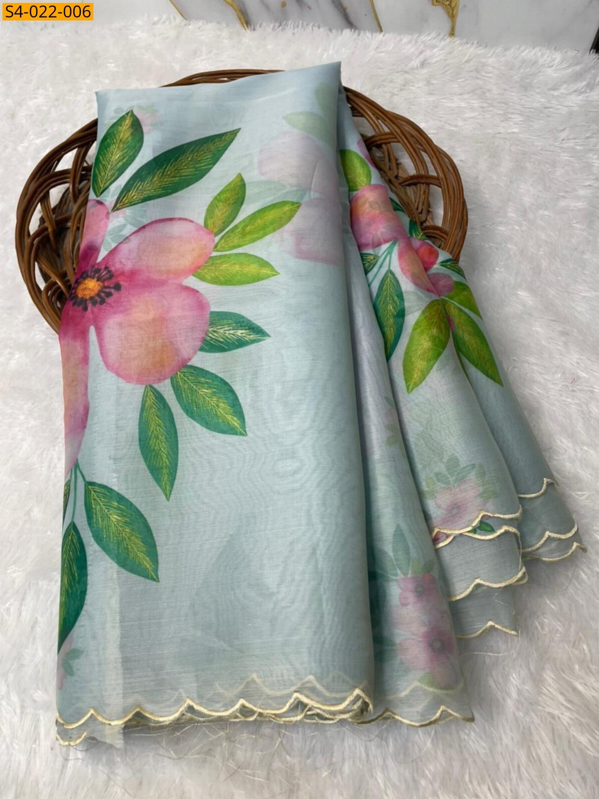 Blue Fancy Banarasi Soft Organza Silk Saree