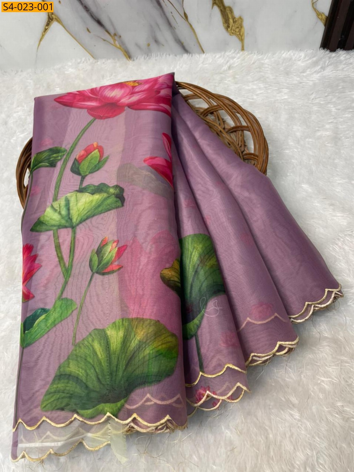 Onion Pink Fancy Banarasi Soft Organza Silk Saree