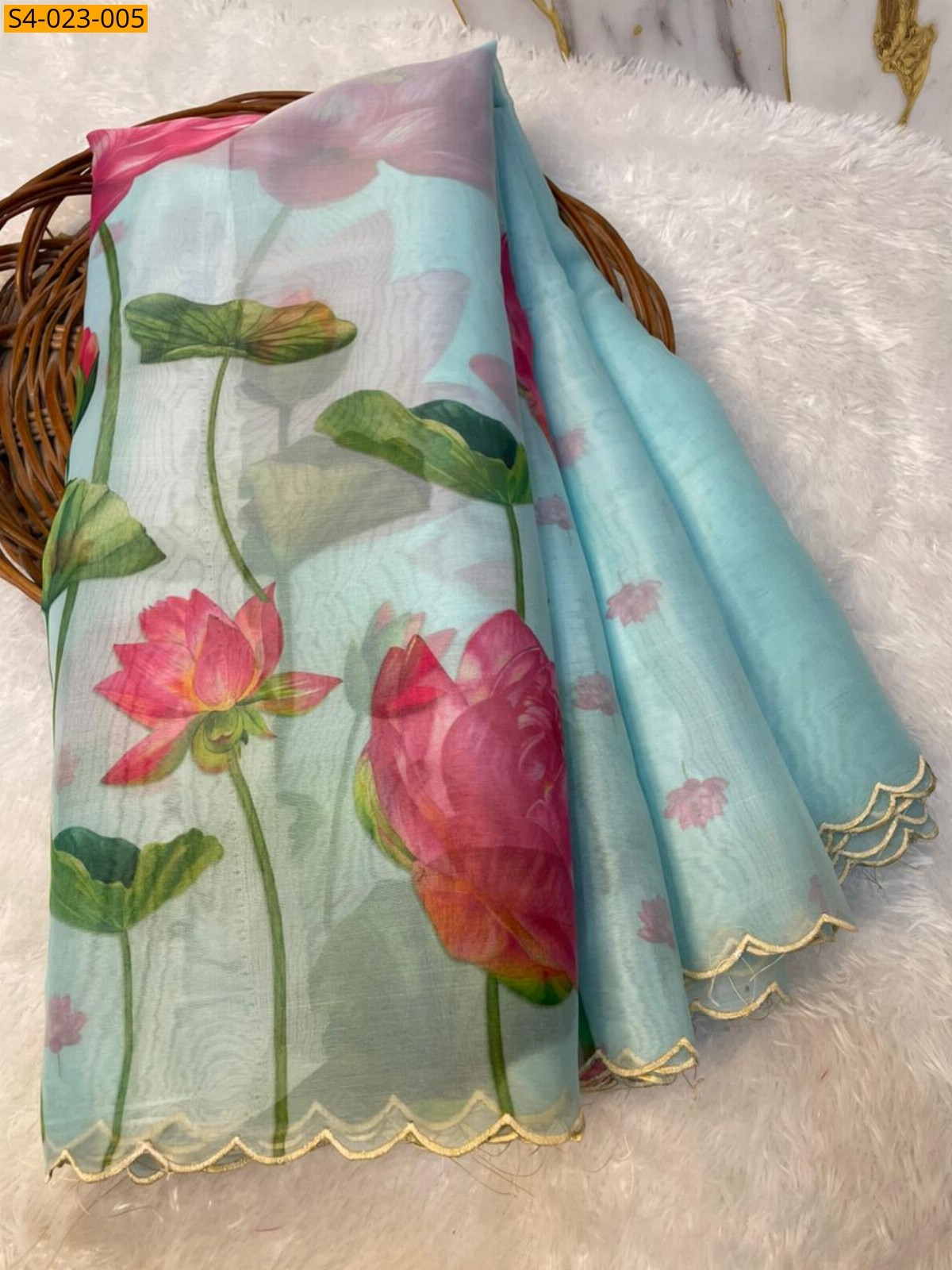 Sky Blue Fancy Banarasi Soft Organza Silk Saree