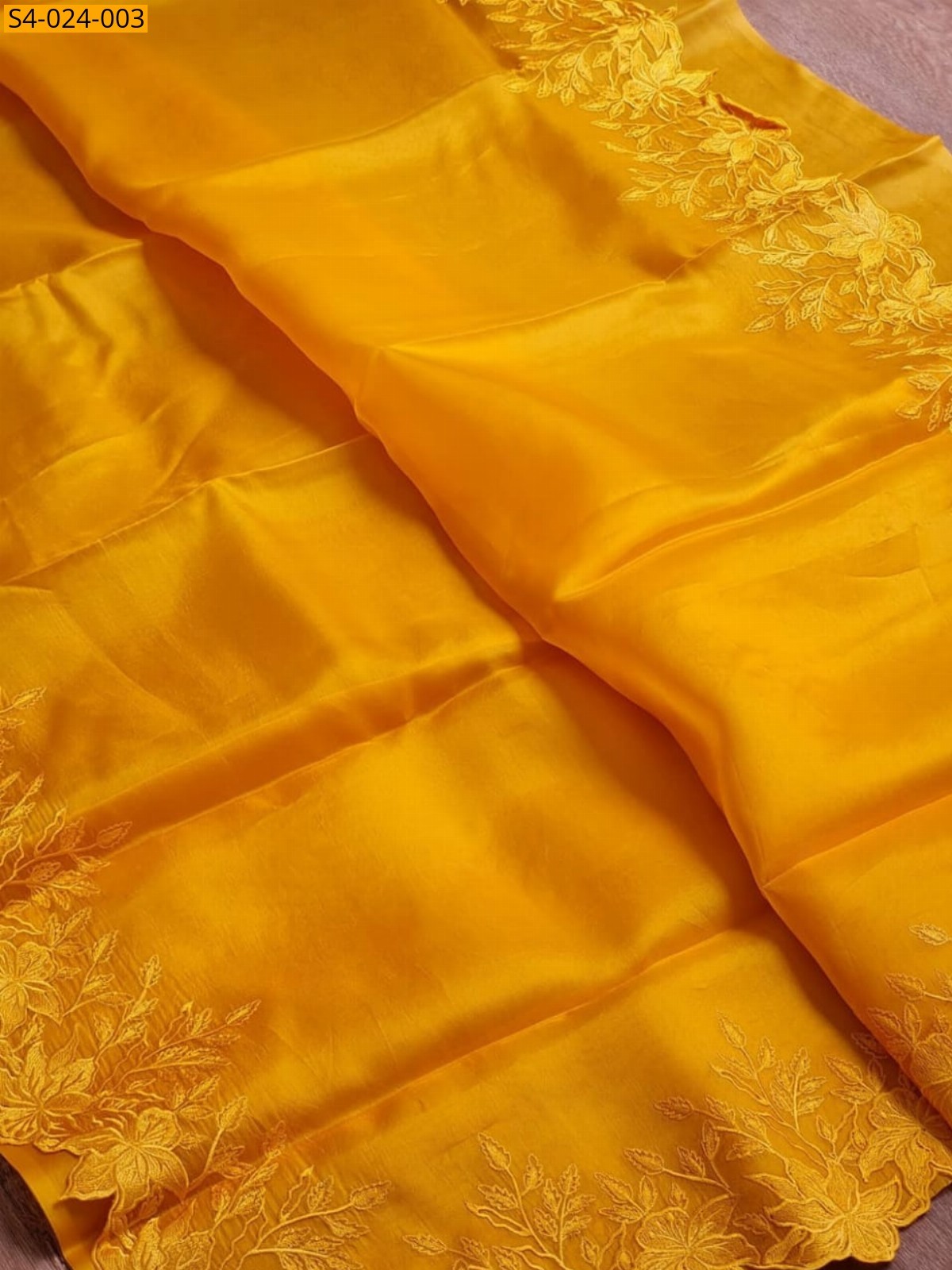 Yellow Fancy Banarasi Soft Organza Silk Saree
