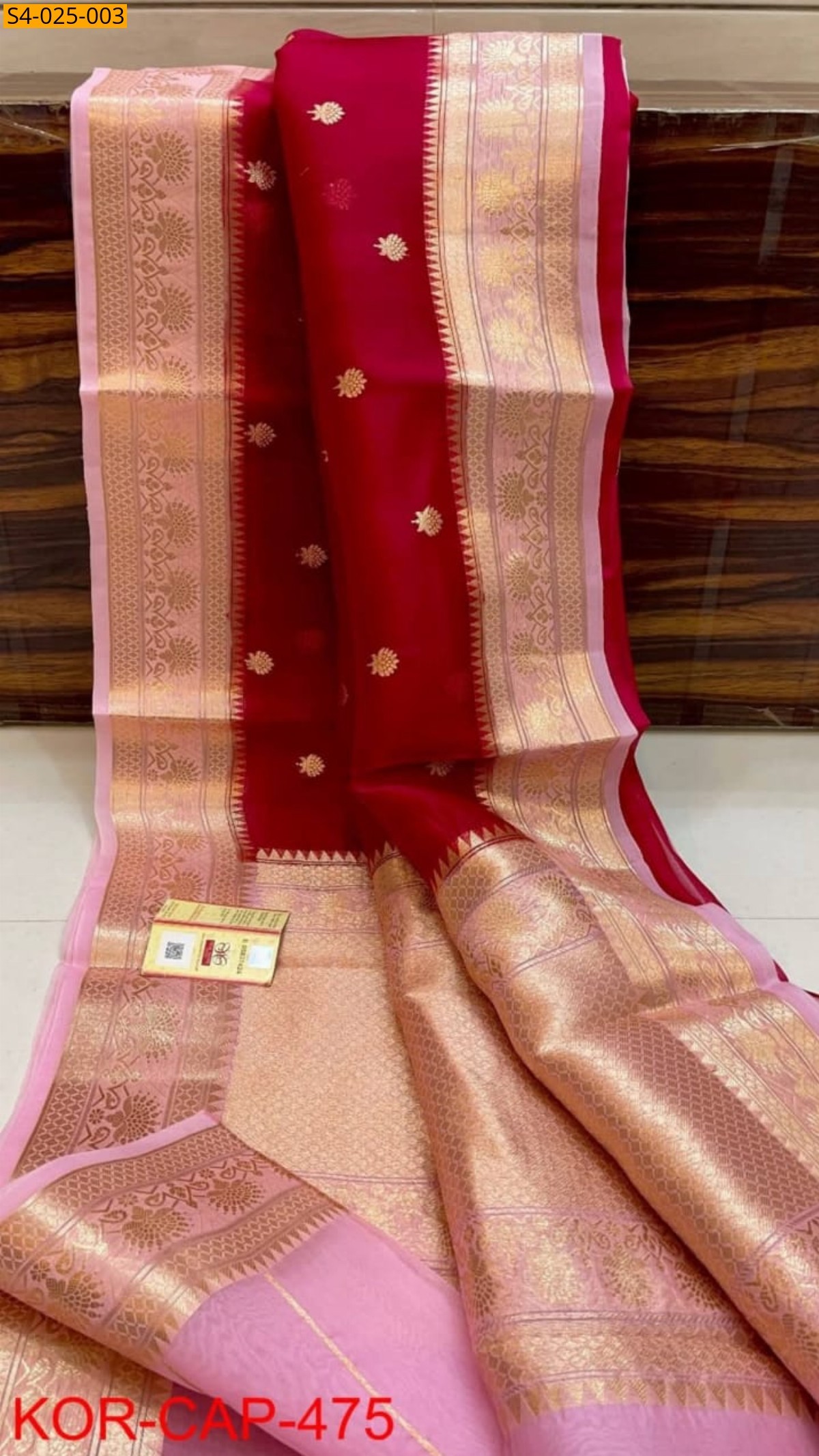 Pink Fancy Banarasi Soft Organza Silk Saree
