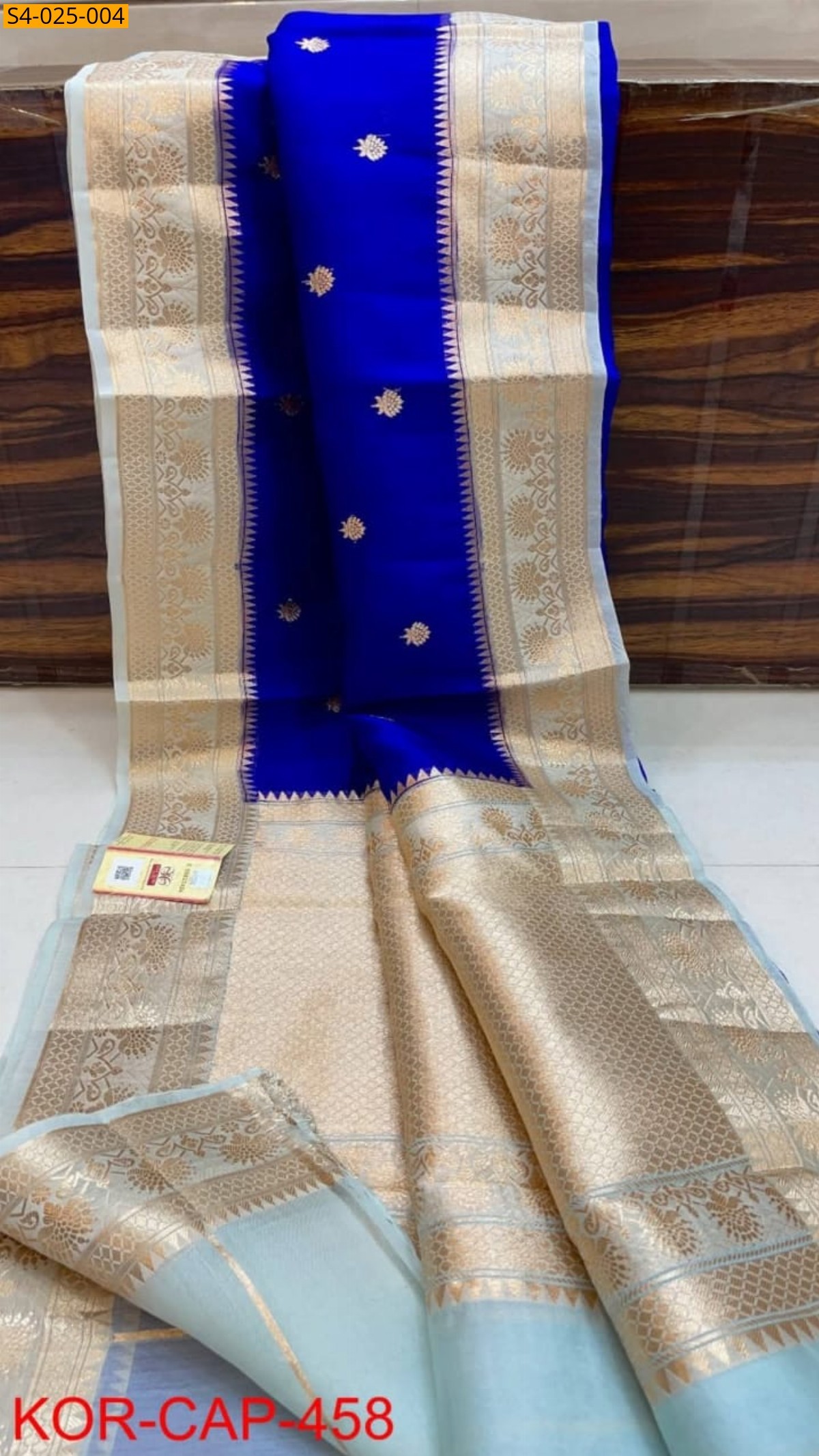 Royal blue Fancy Banarasi Soft Organza Silk Saree