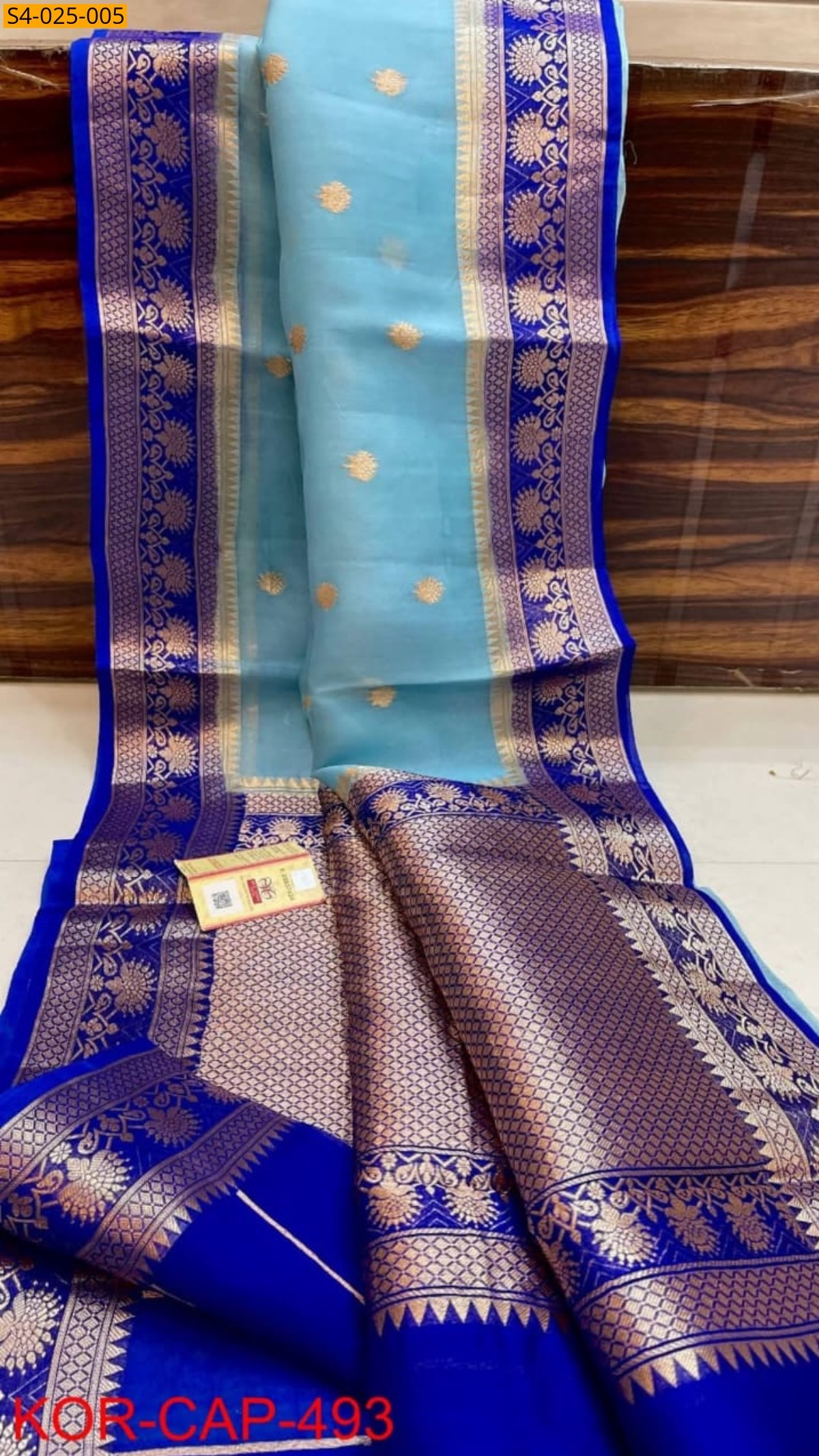 Sky blue Fancy Banarasi Soft Organza Silk Saree