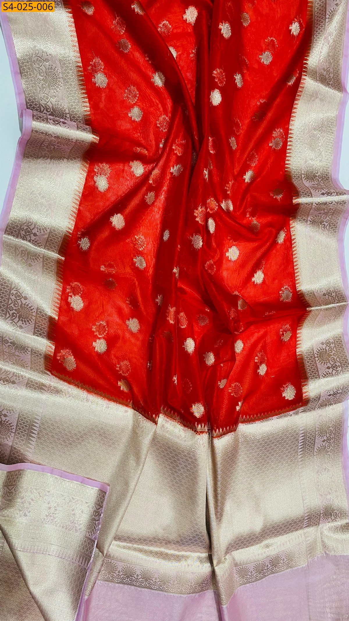 Red Fancy Banarasi Soft Organza Silk Saree