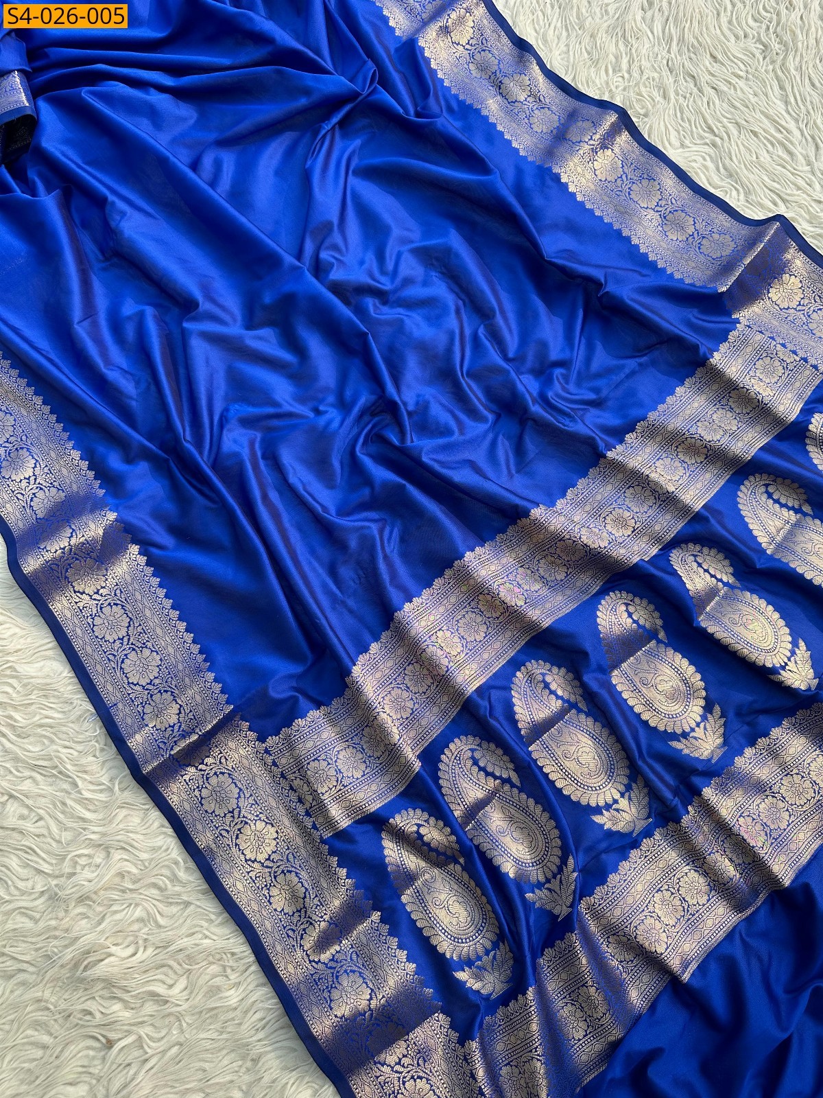 Royal blue Fancy Banarasi Soft Kanchi Kattan Silk Saree