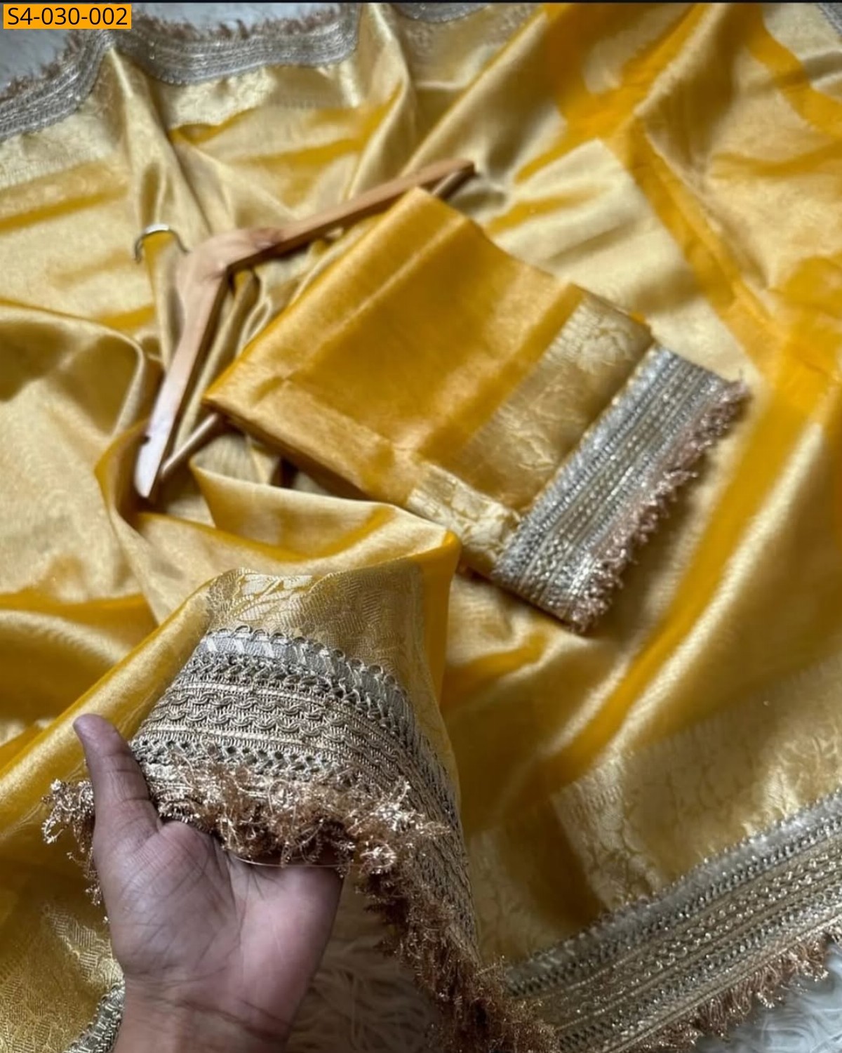 Yellow Banarasi Soft Tissue Designer Saree