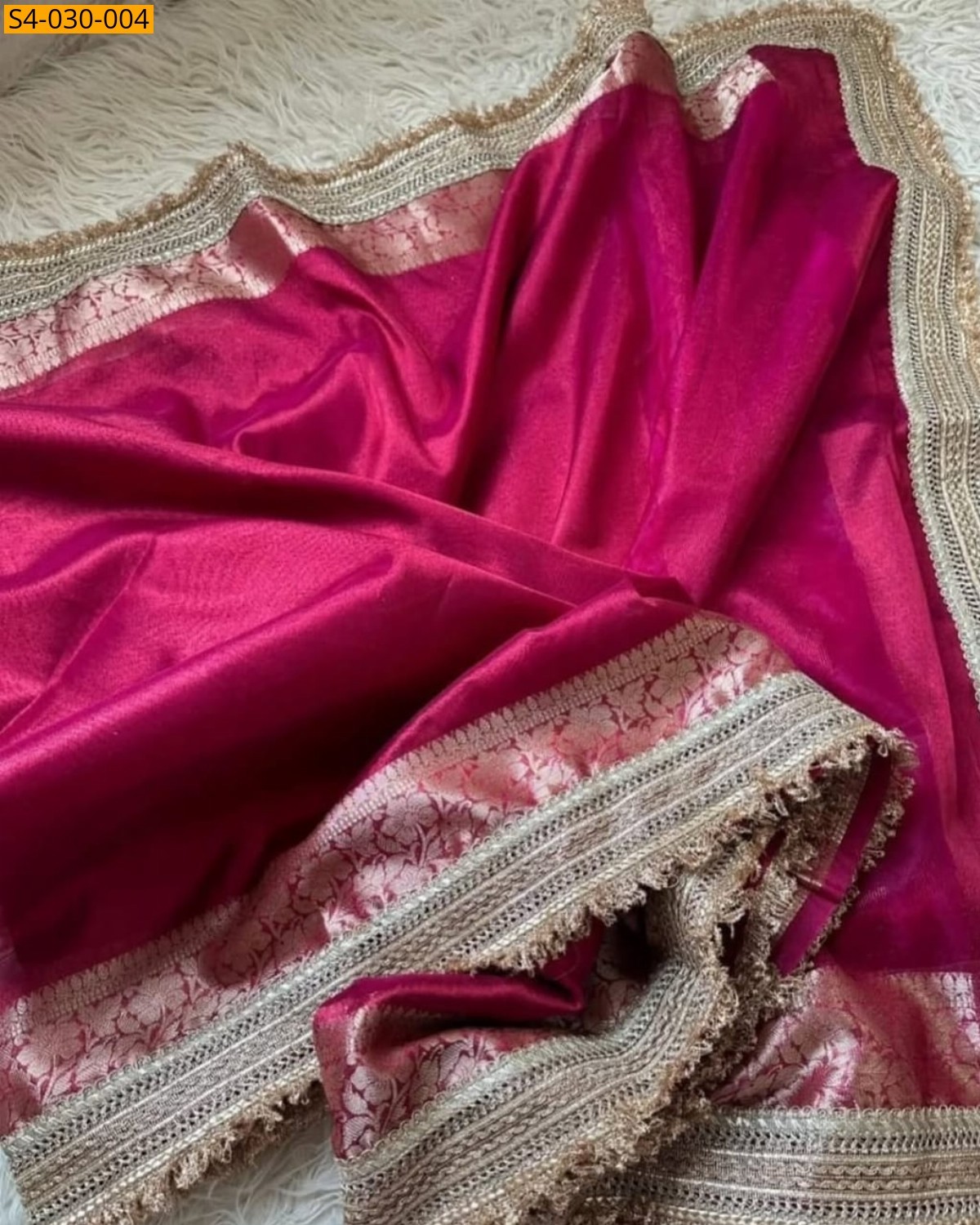 Pink Banarasi Soft Tissue Designer Saree