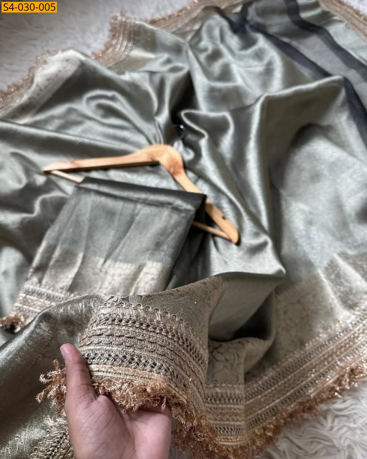 Silver Banarasi Soft Tissue Designer Saree