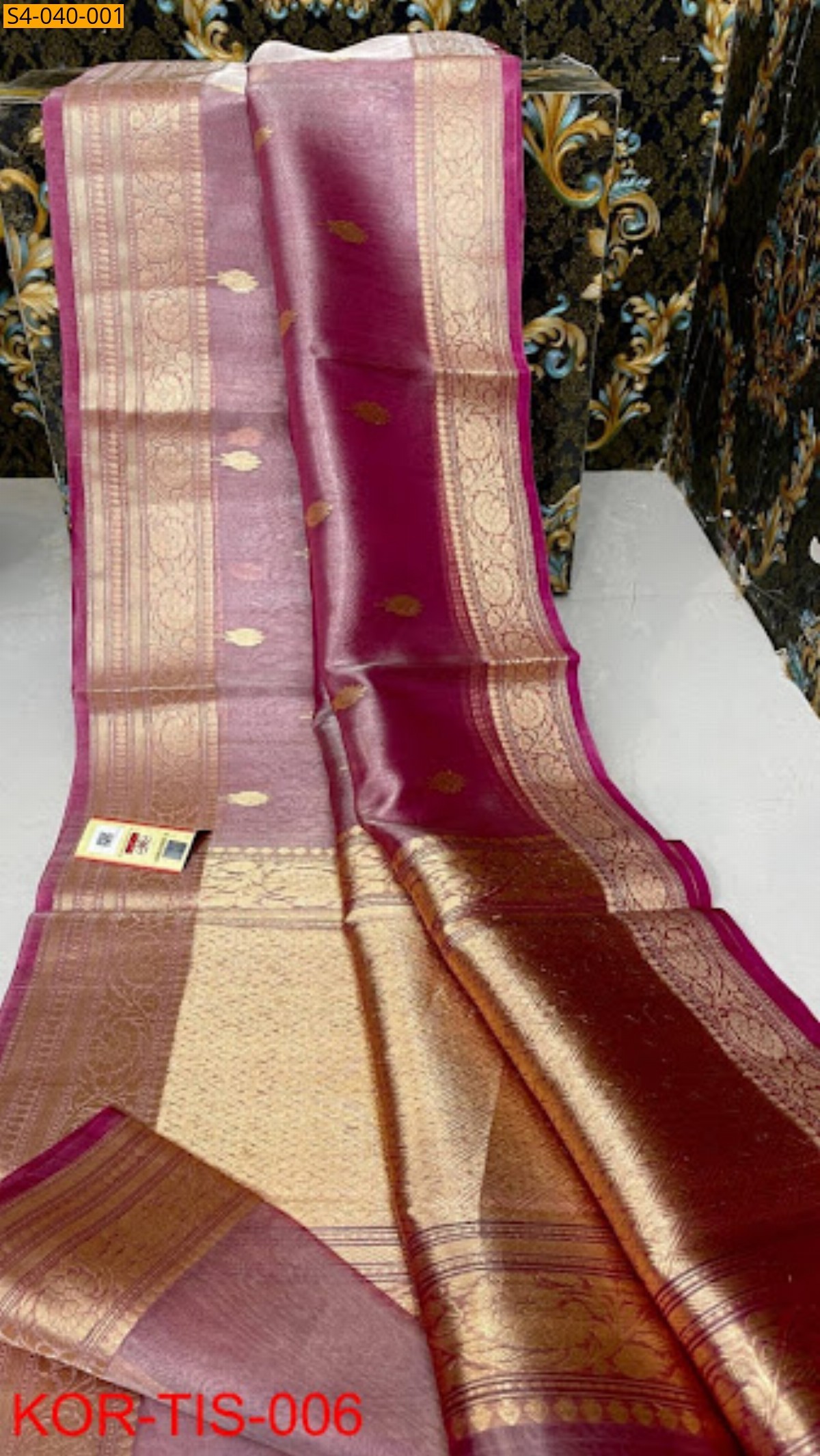 Pink Banarasi Soft Tissue  Silk Saree