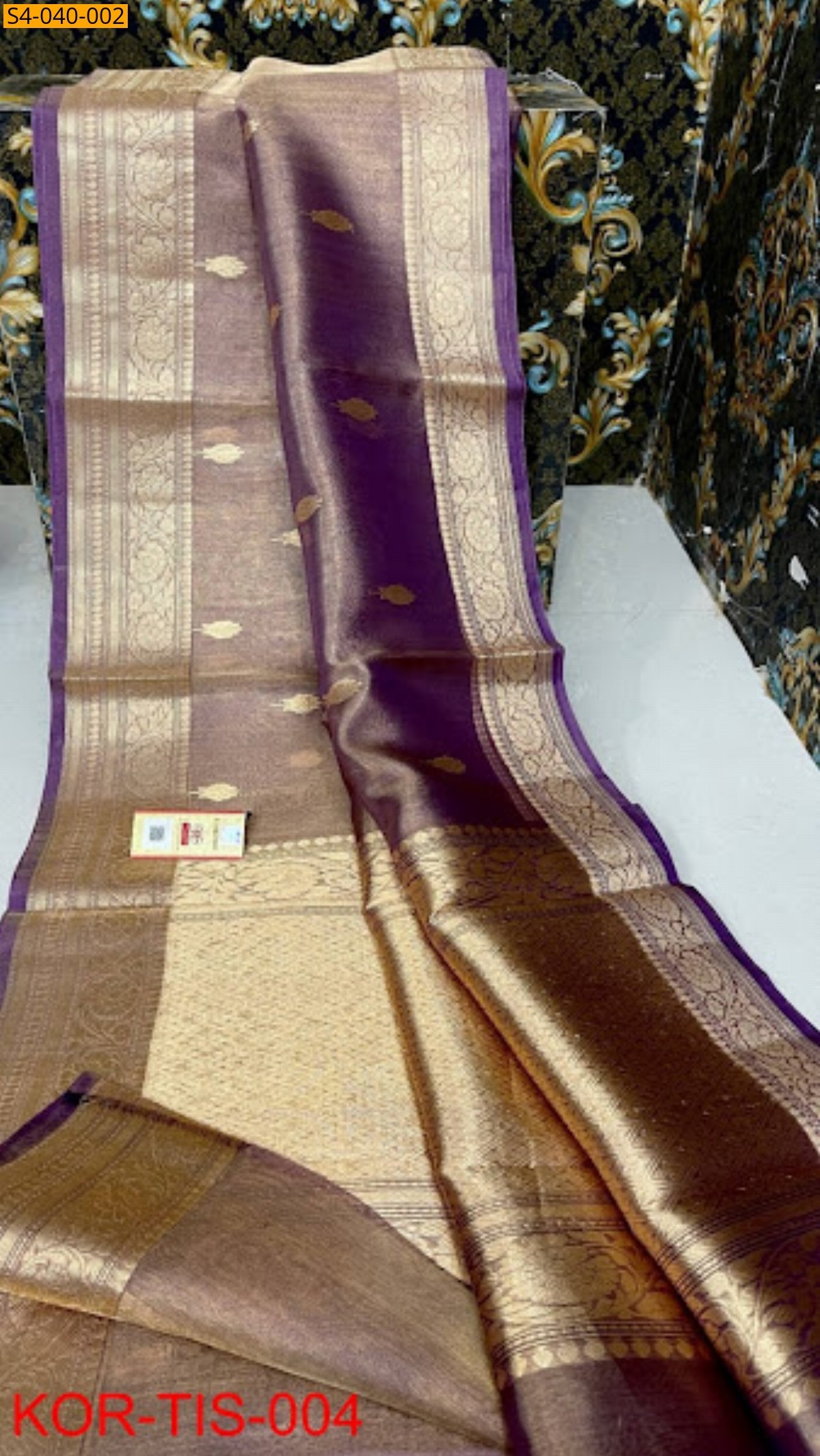 Lavender Banarasi Soft Tissue  Silk Saree