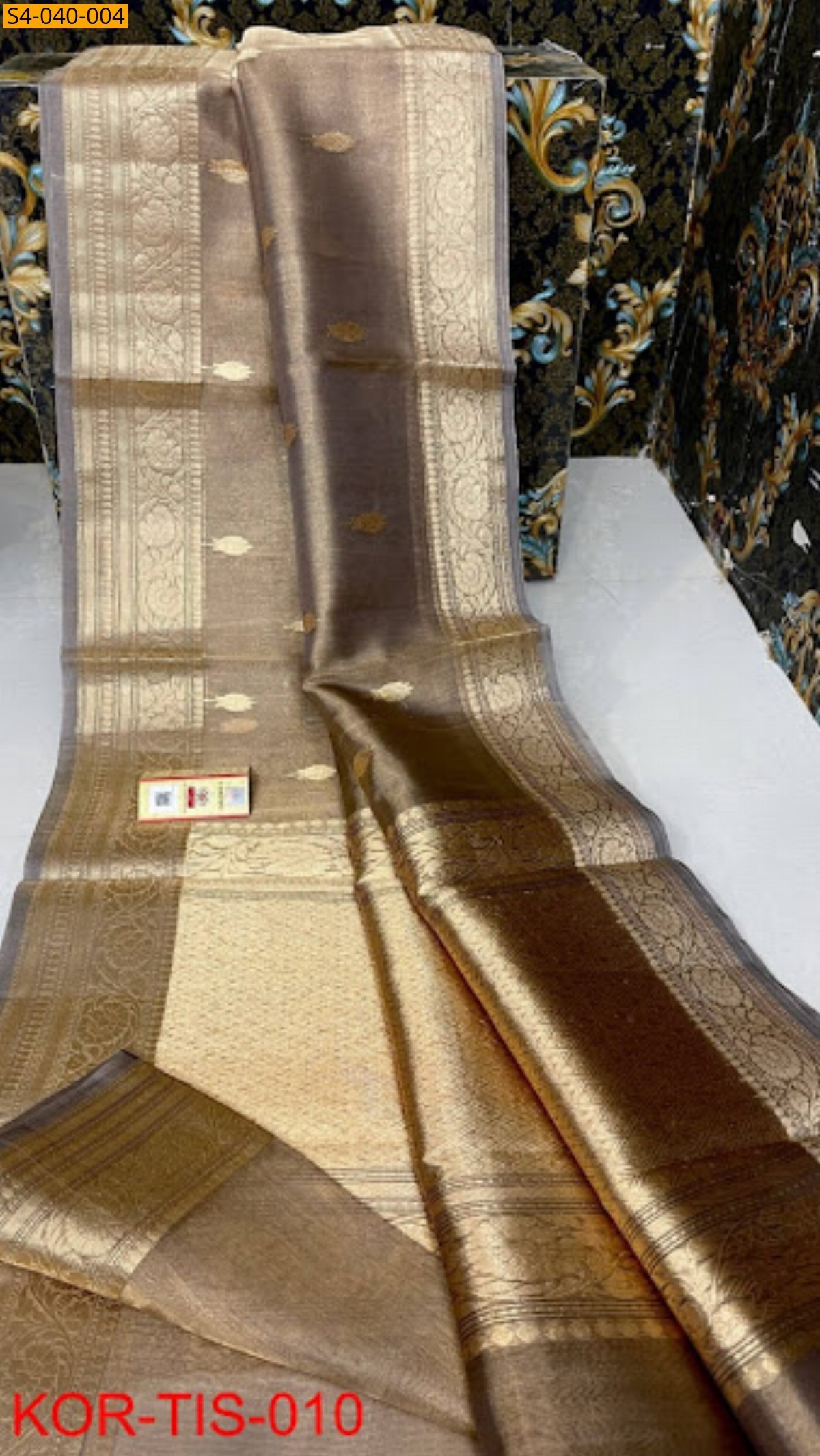 Silver Banarasi Soft Tissue  Silk Saree