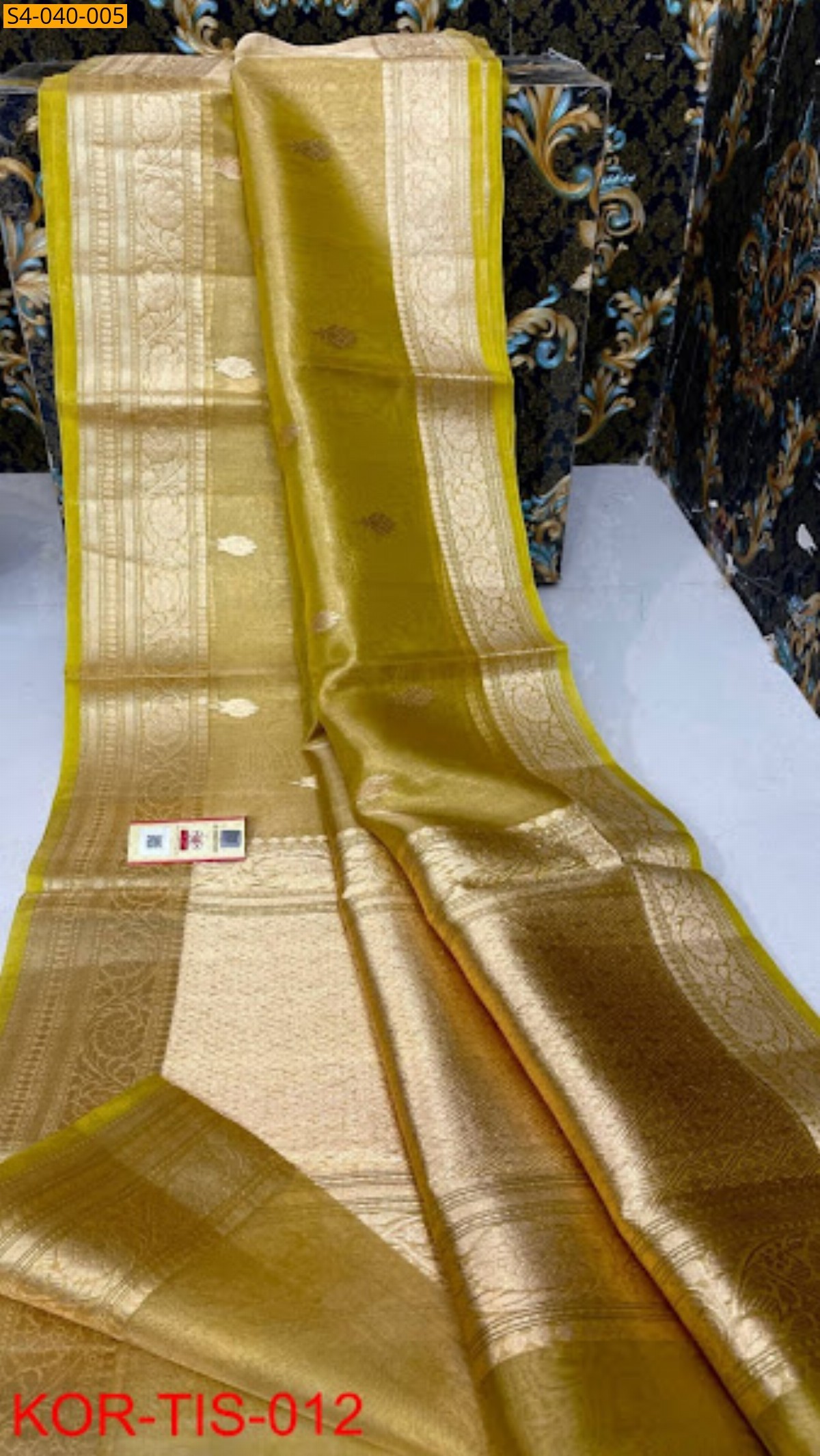 Yellow Banarasi Soft Tissue  Silk Saree