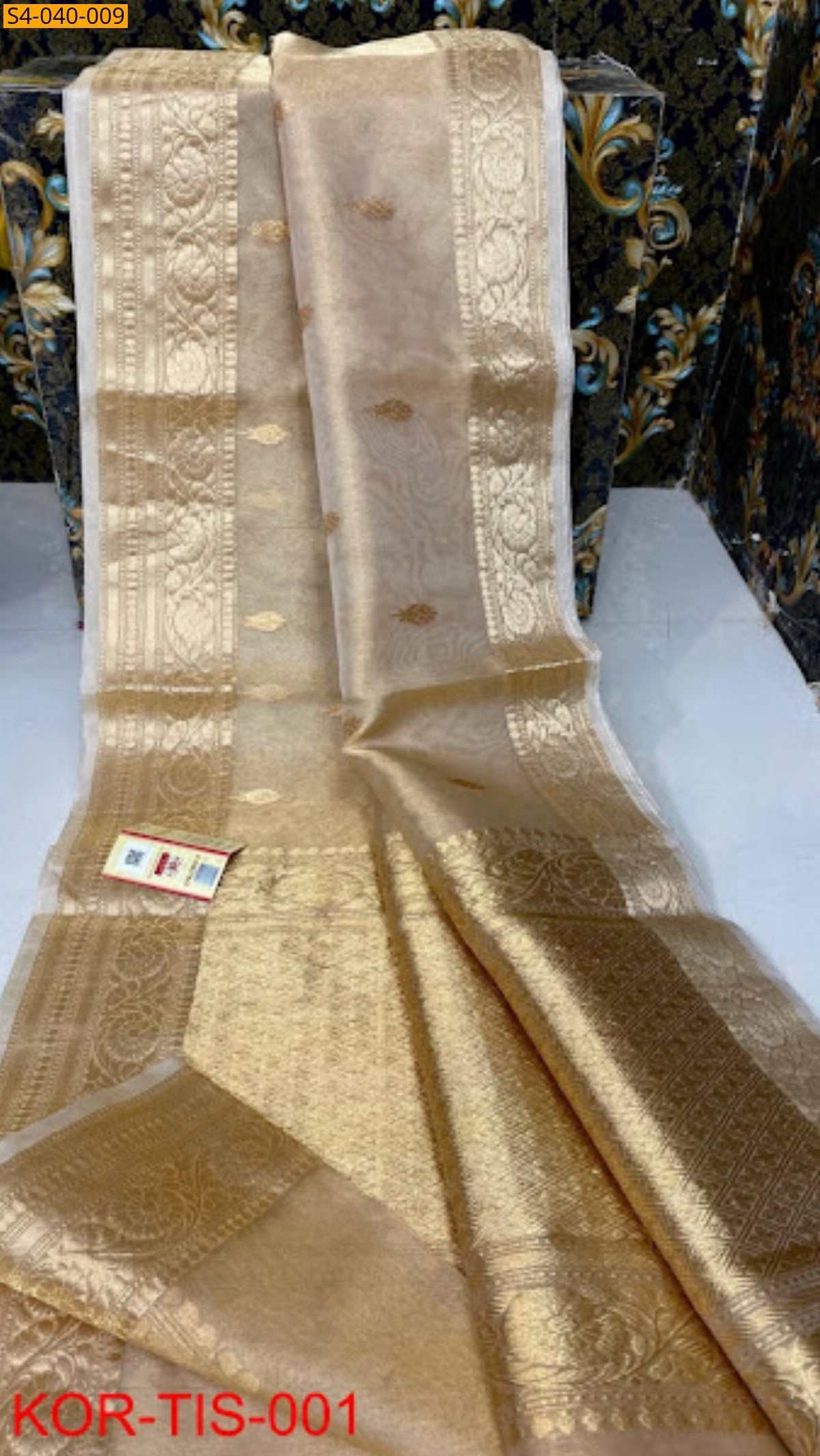 Half white Banarasi Soft Tissue  Silk Saree