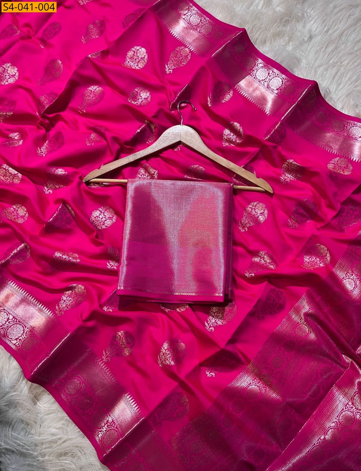 Pink Banarasi Soft Katan Silk Saree