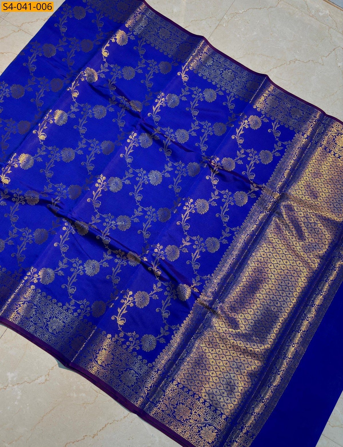 Blue Banarasi Soft Katan Silk Saree