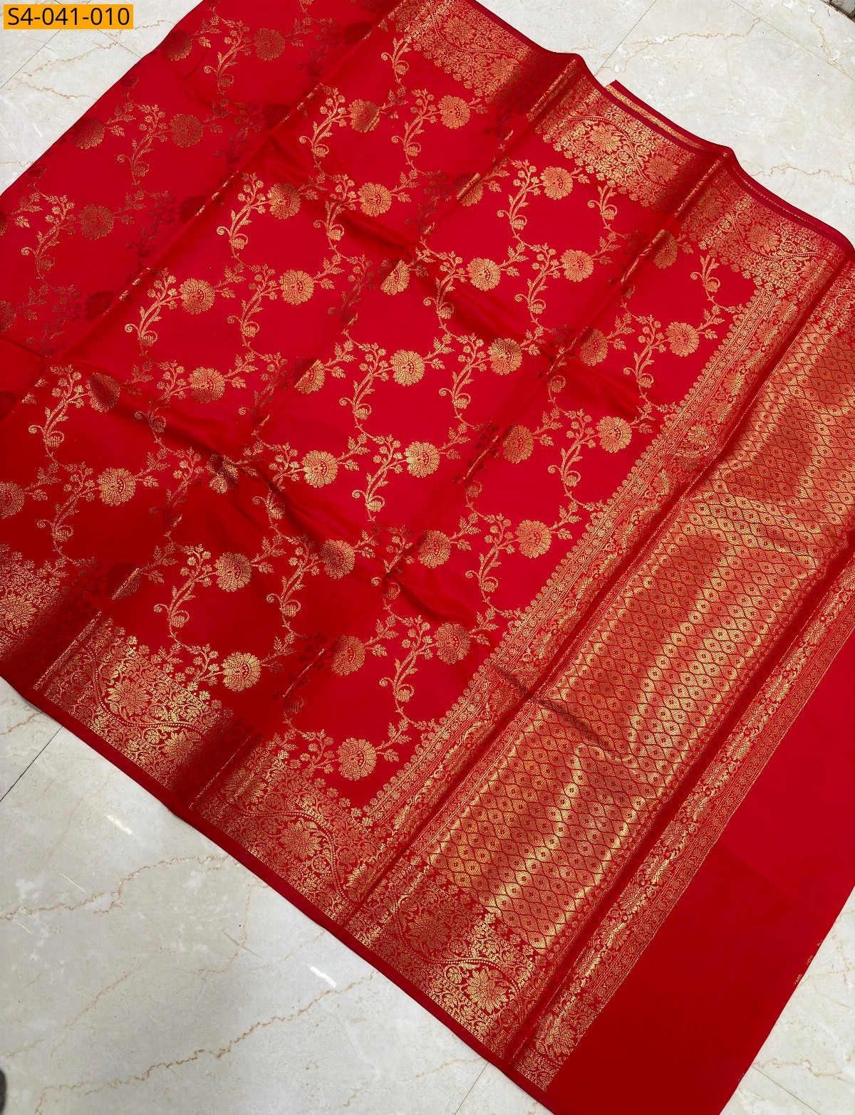 Red Banarasi Soft Katan Silk Saree