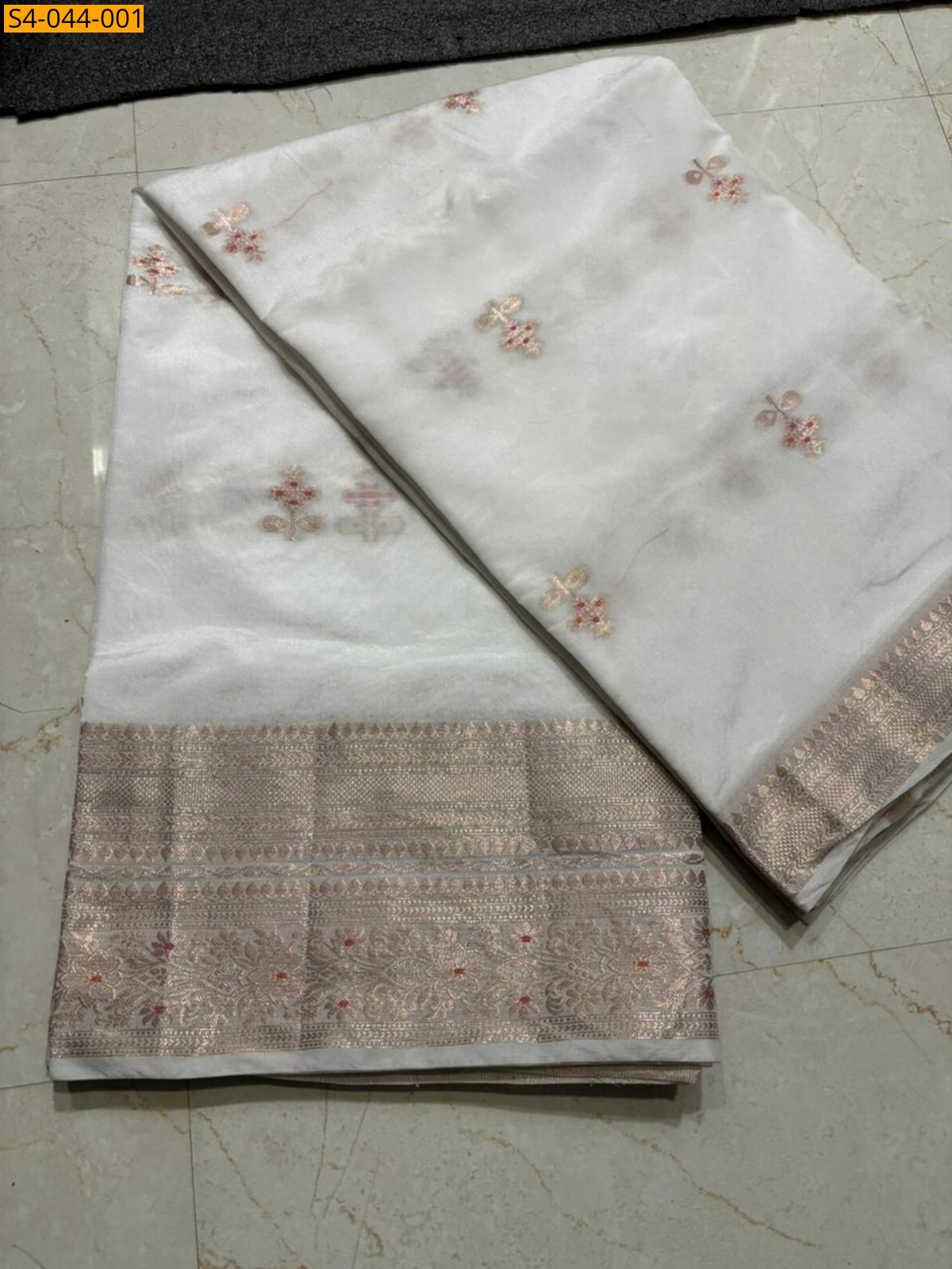 White Banarasi soft warm silk saree