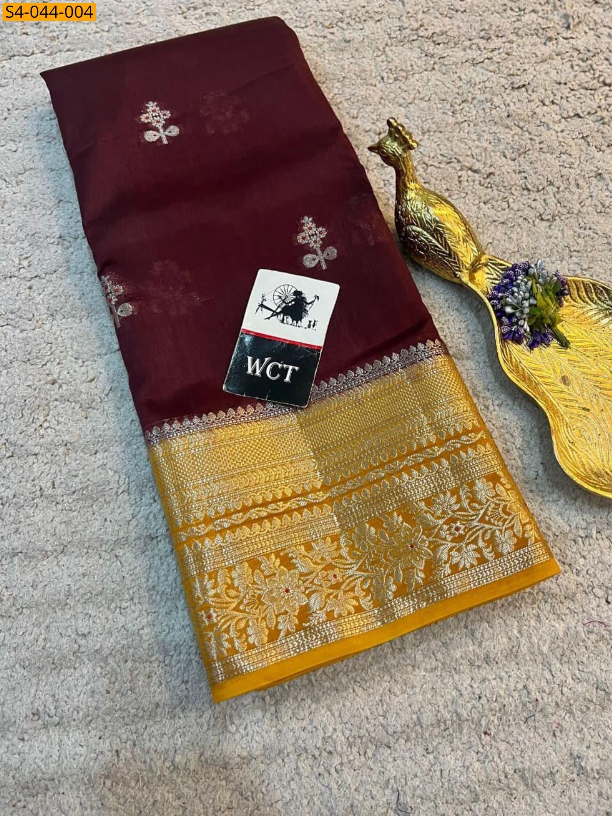 Maroon Banarasi soft warm silk saree