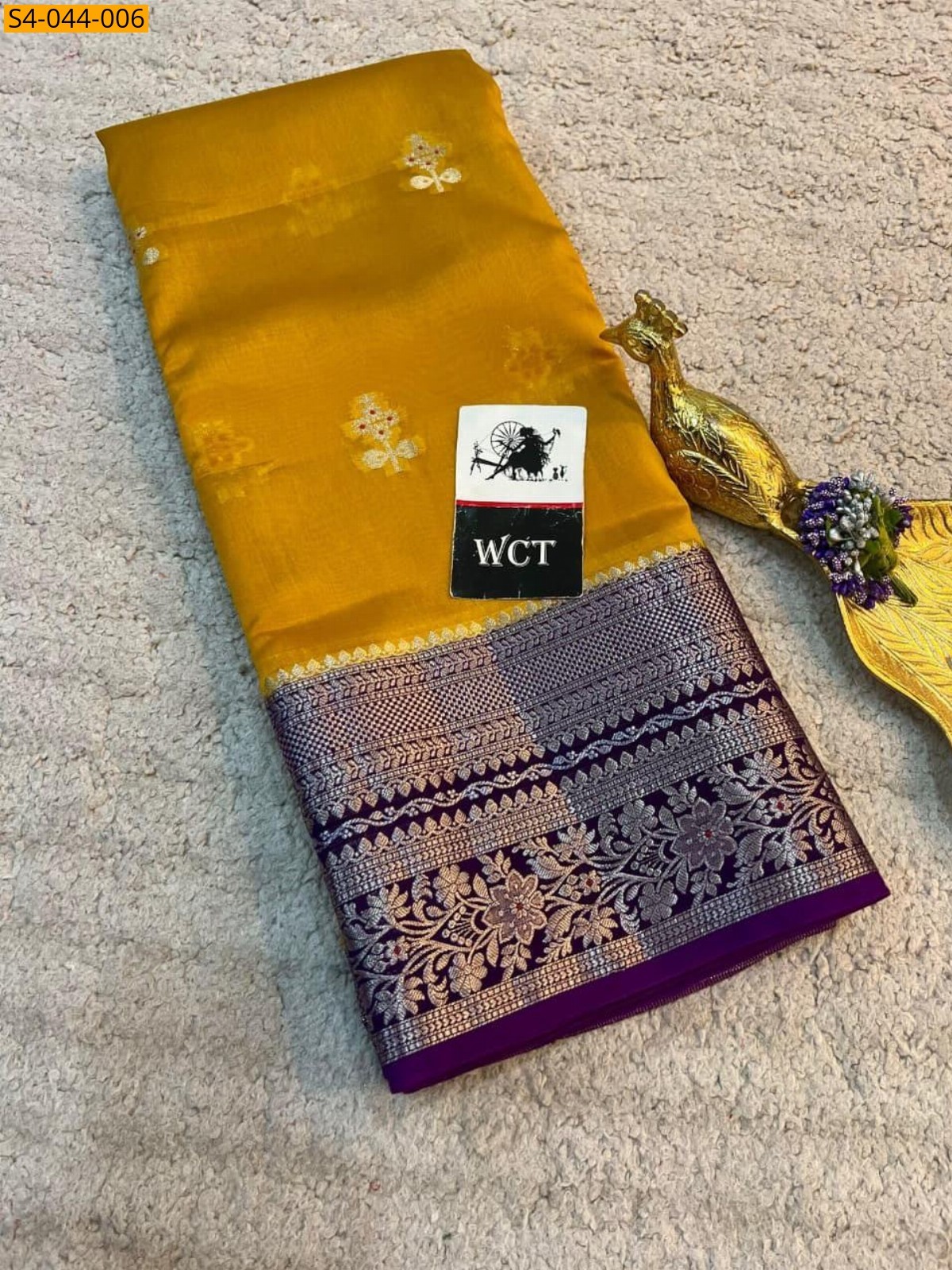 Mustard Banarasi soft warm silk saree