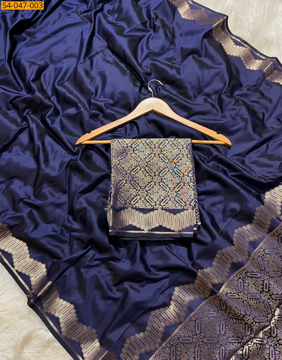 Navy Blue Soft banarasi katan silk sarees