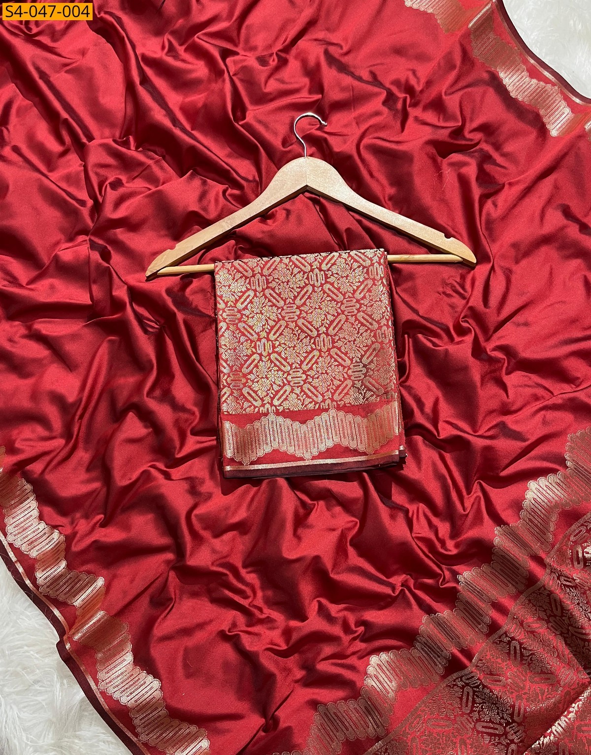 Red Soft banarasi katan silk sarees