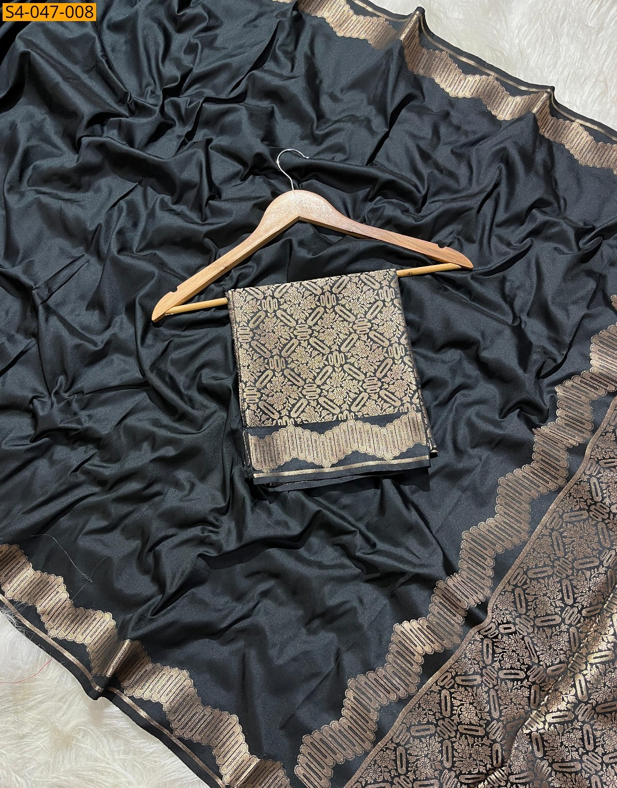 Black Soft banarasi katan silk sarees