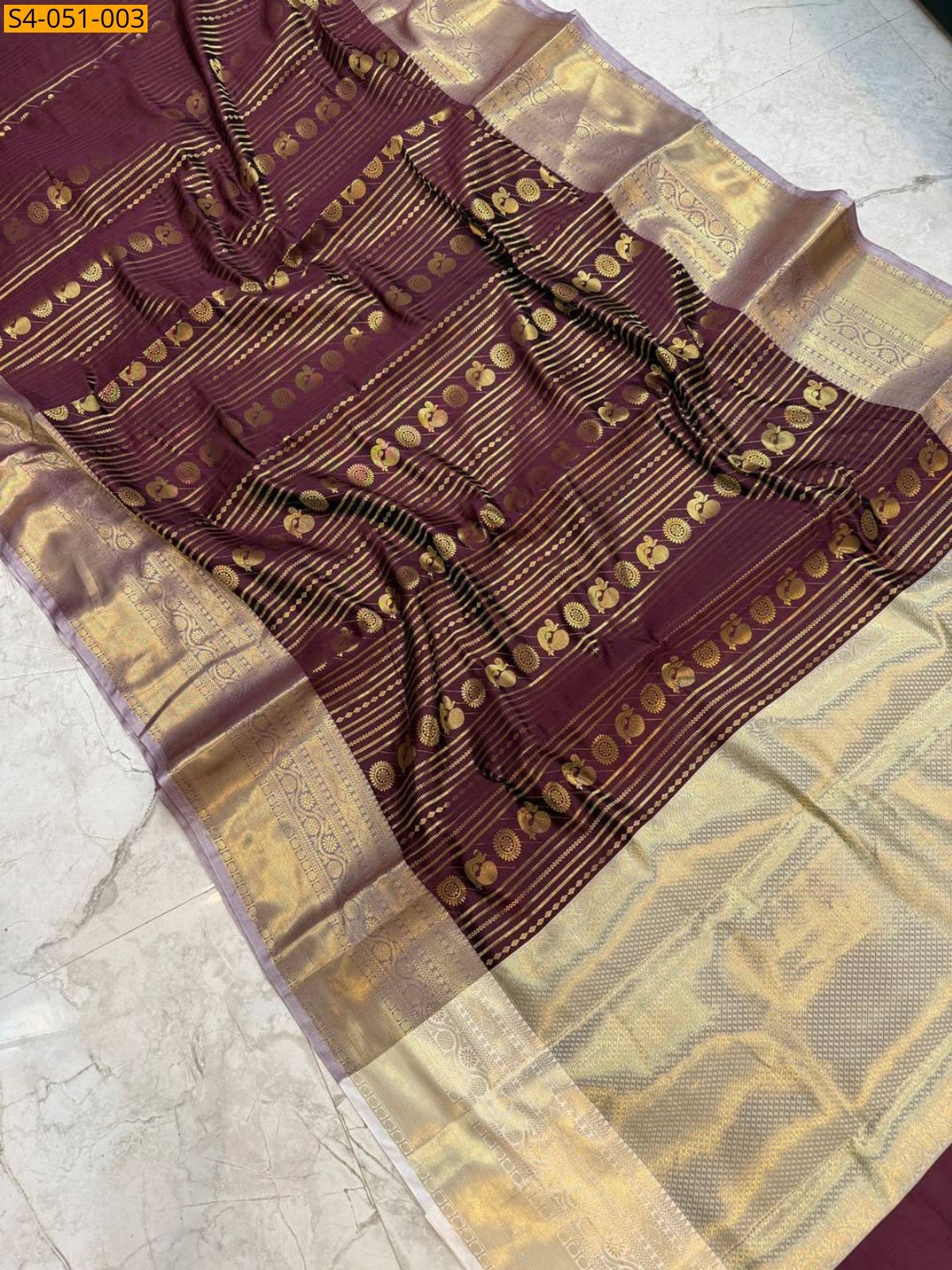 Wine Banarasi Soft Kattan Silk sarees