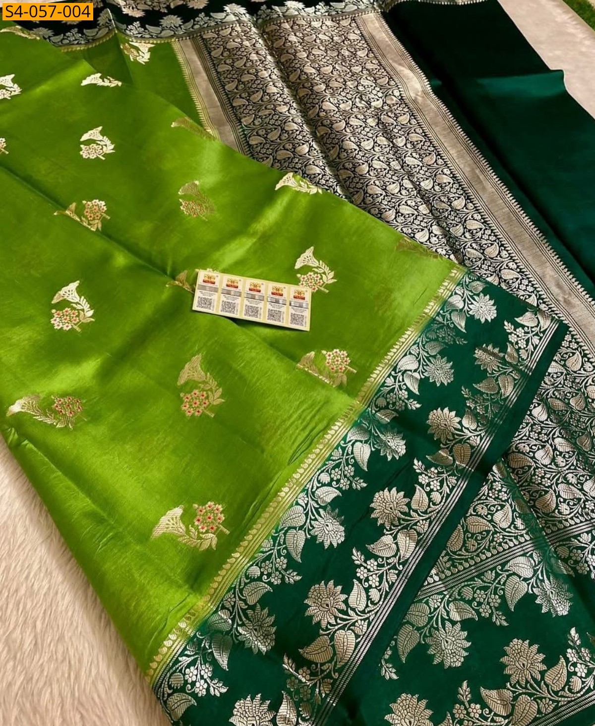 Banarasi Soft Raw Mango Silk Sarees - Light Green