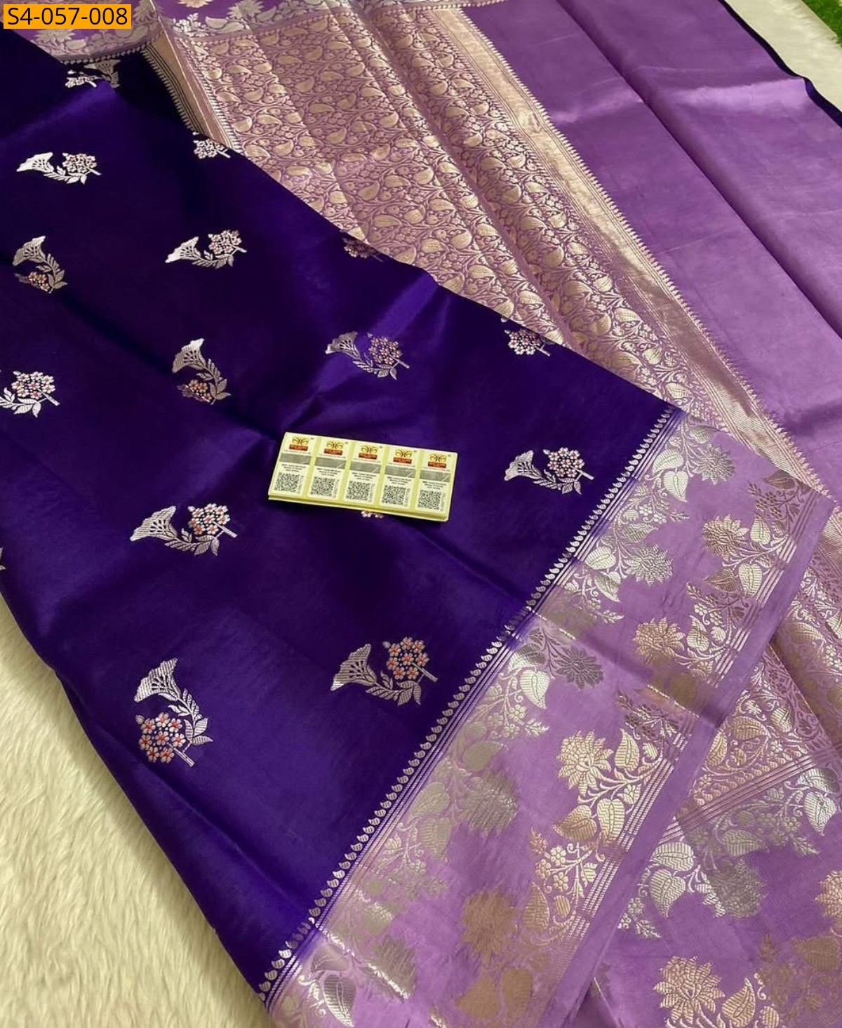 Violet Banarasi Soft Raw Mango Silk Sarees