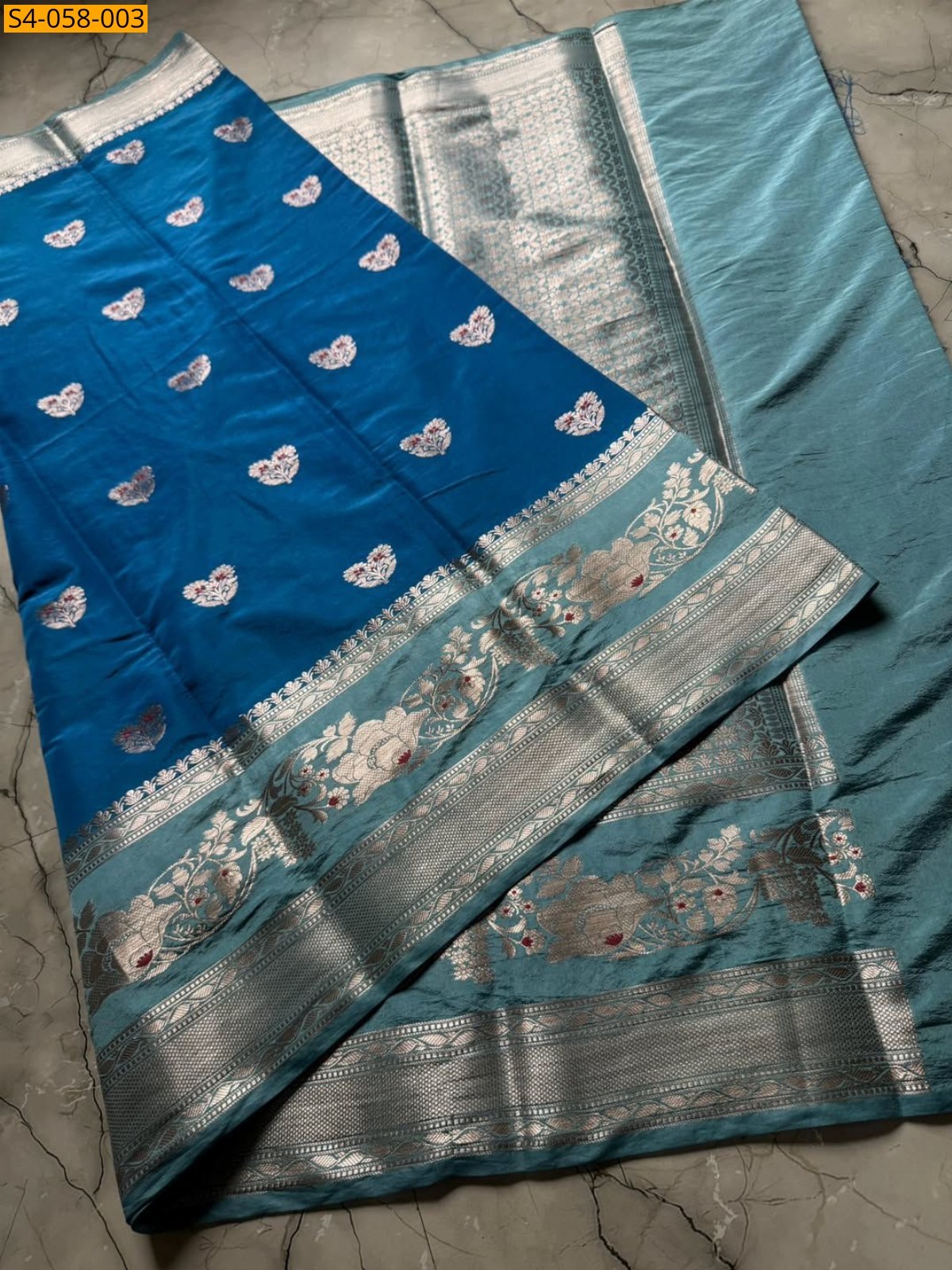 Bue Banarasi Soft Raw Mango Silk Sarees