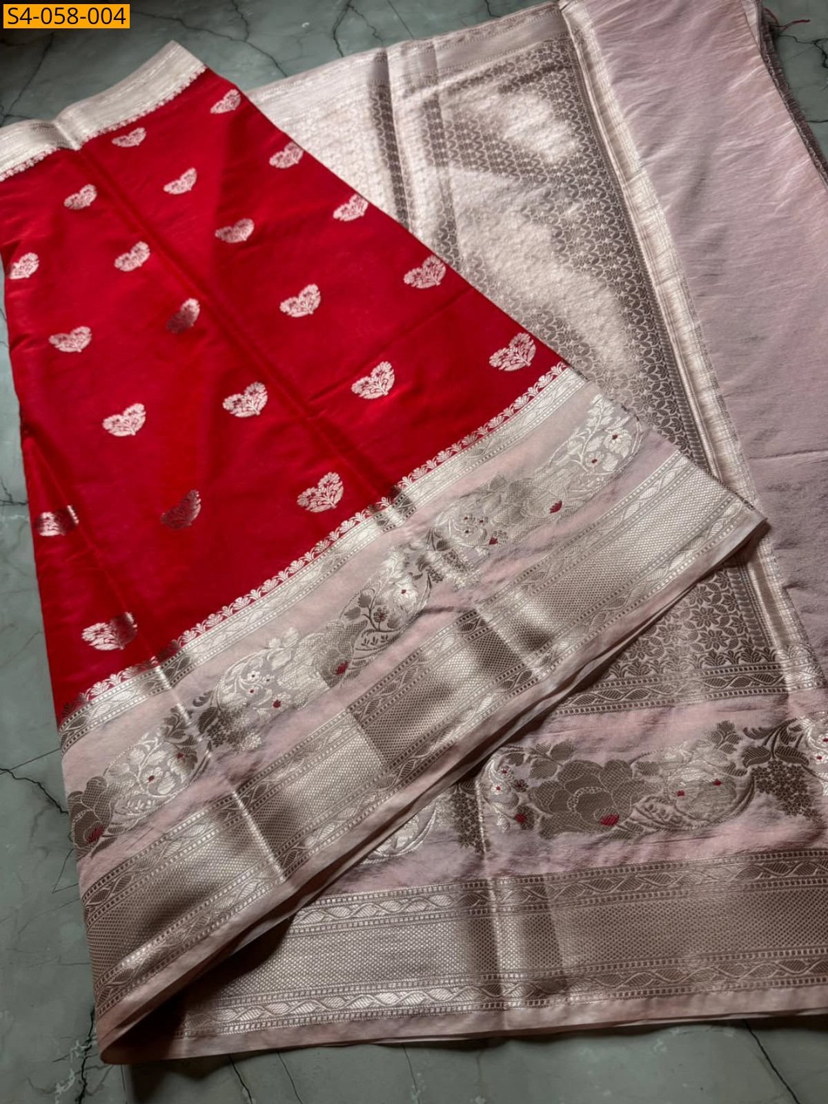 Red Banarasi Soft Raw Mango Silk Sarees