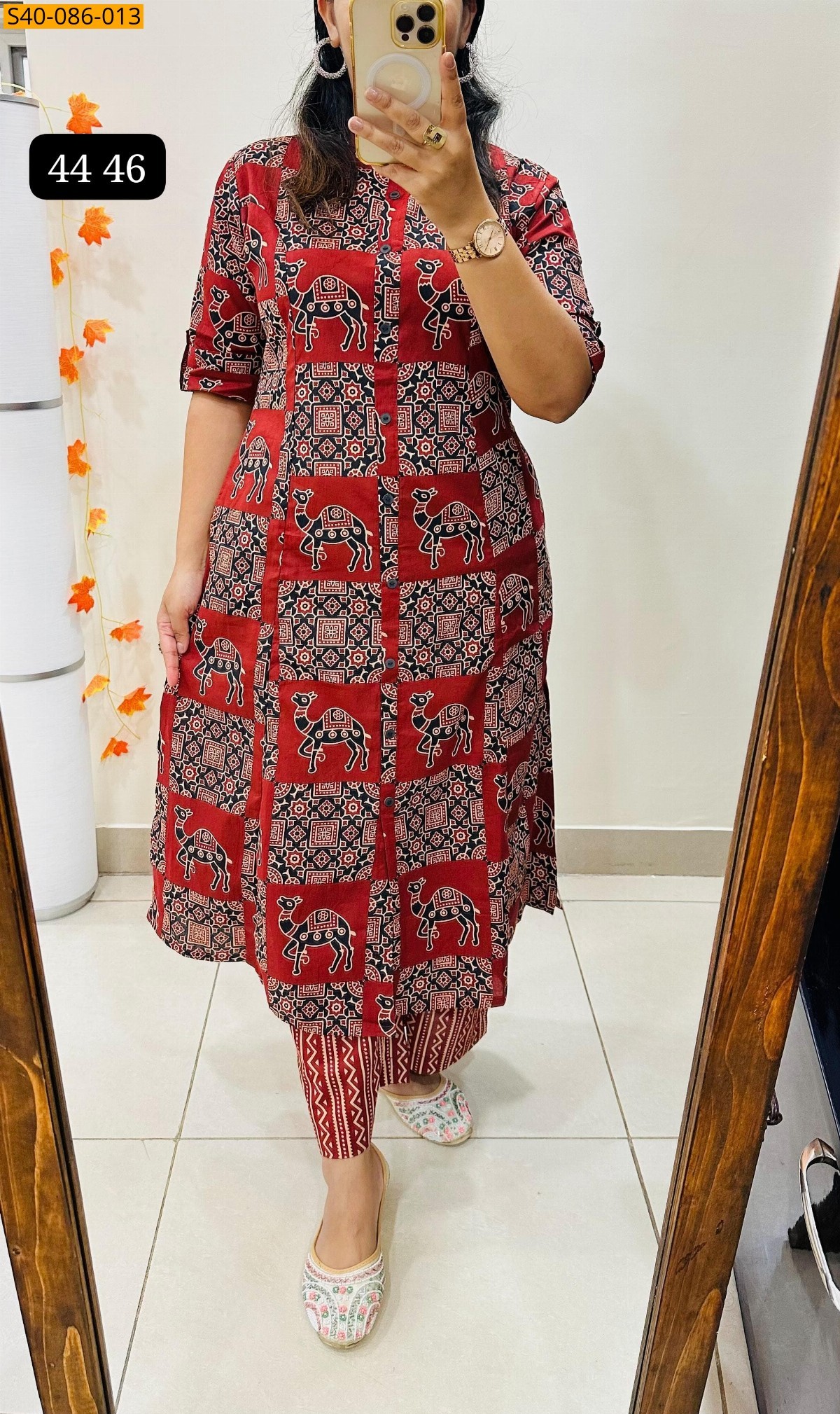 Red Premium printed  Cotton Coord set 